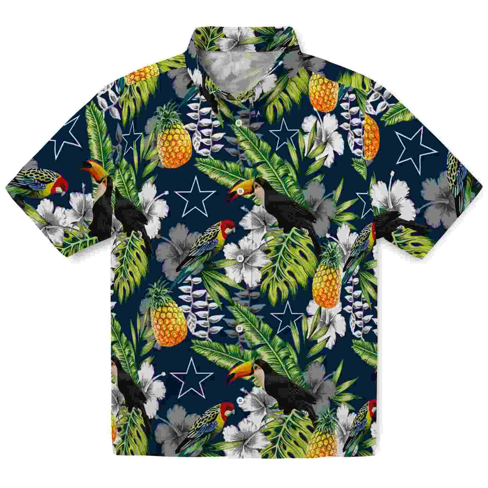 Custom Dallas Cowboys Tropical Toucan Blue Green Hawaiian Shirt