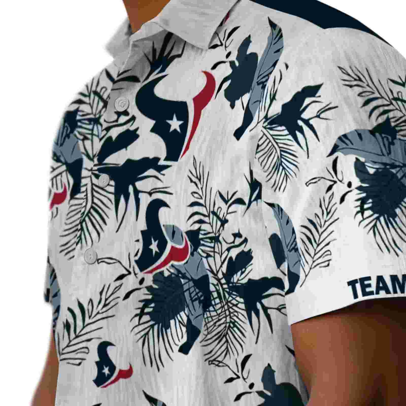 custom houston texans botanical theme blue white hawaiian shirt trendy