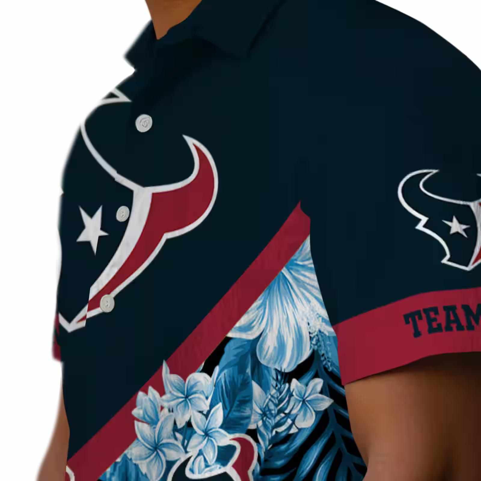 custom houston texans floral chevron blue hawaiian shirt trendy