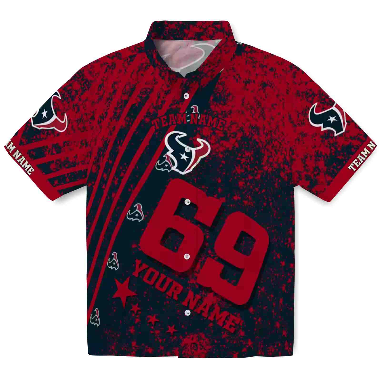 custom houston texans star stripes blue hawaiian shirt best selling