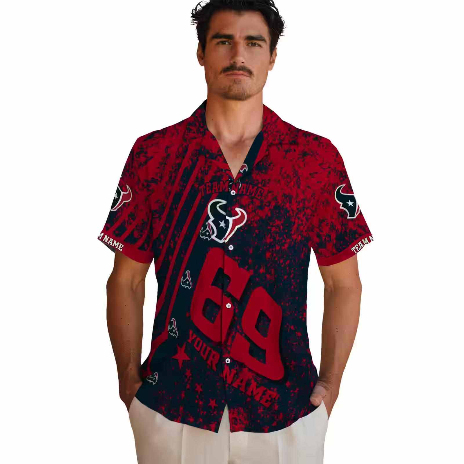 custom houston texans star stripes blue hawaiian shirt fashion forward