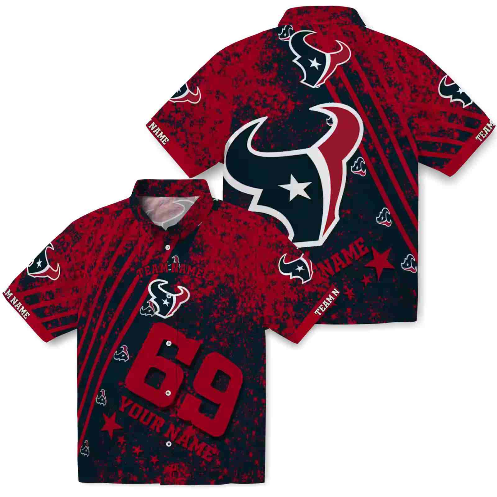 custom houston texans star stripes blue hawaiian shirt high quality