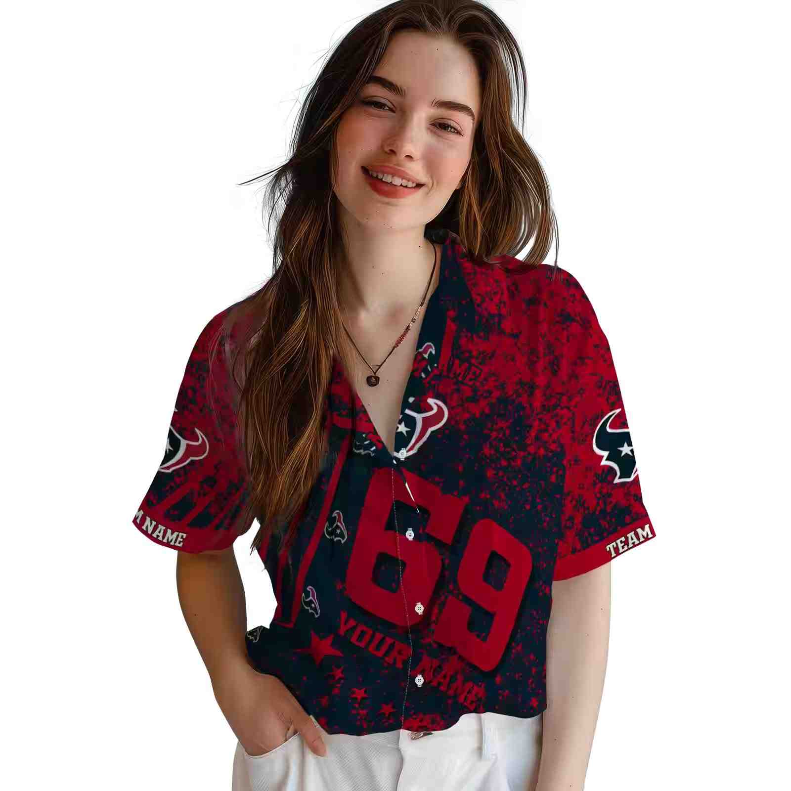 custom houston texans star stripes blue hawaiian shirt latest model