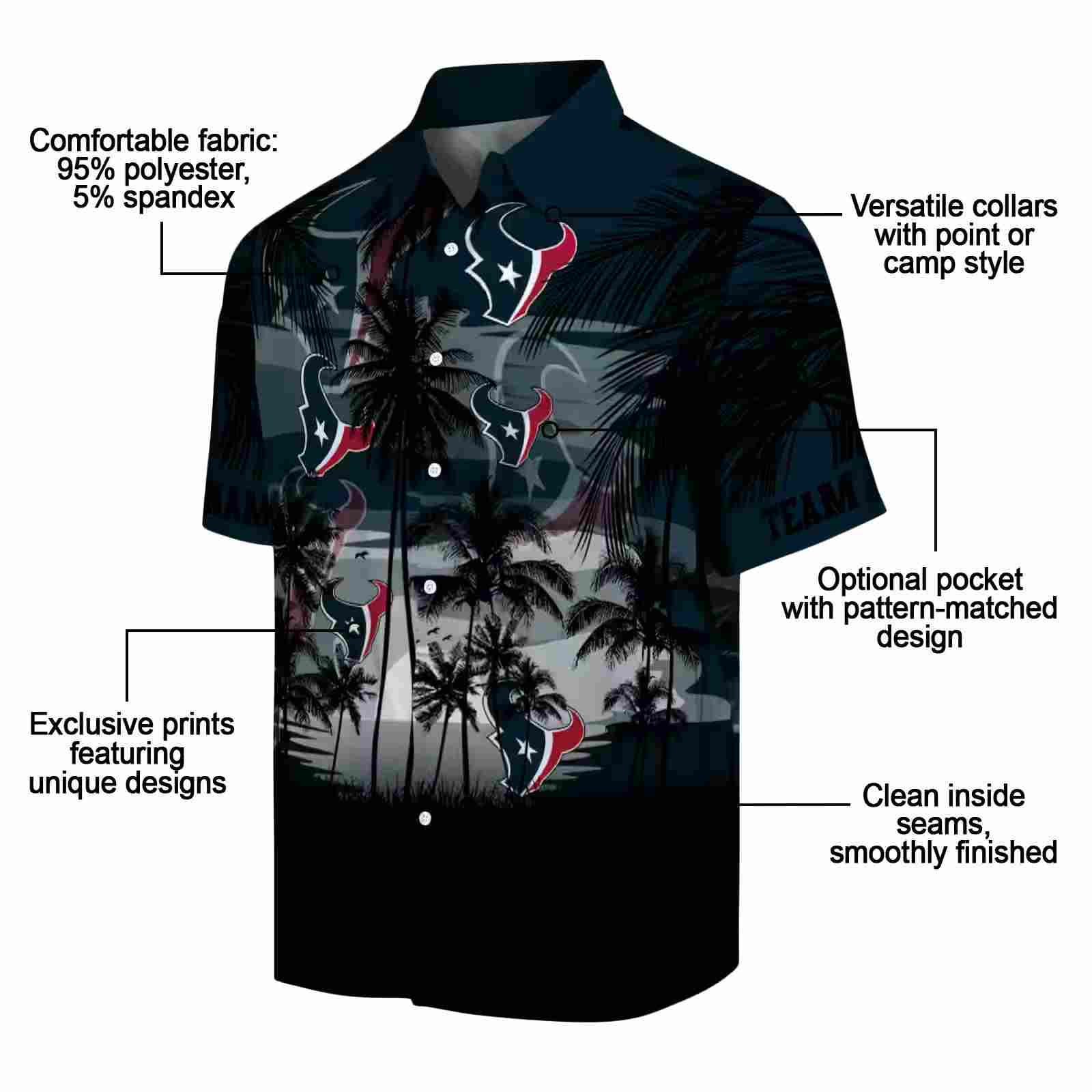 custom houston texans sunset scene blue black hawaiian shirt new arrival