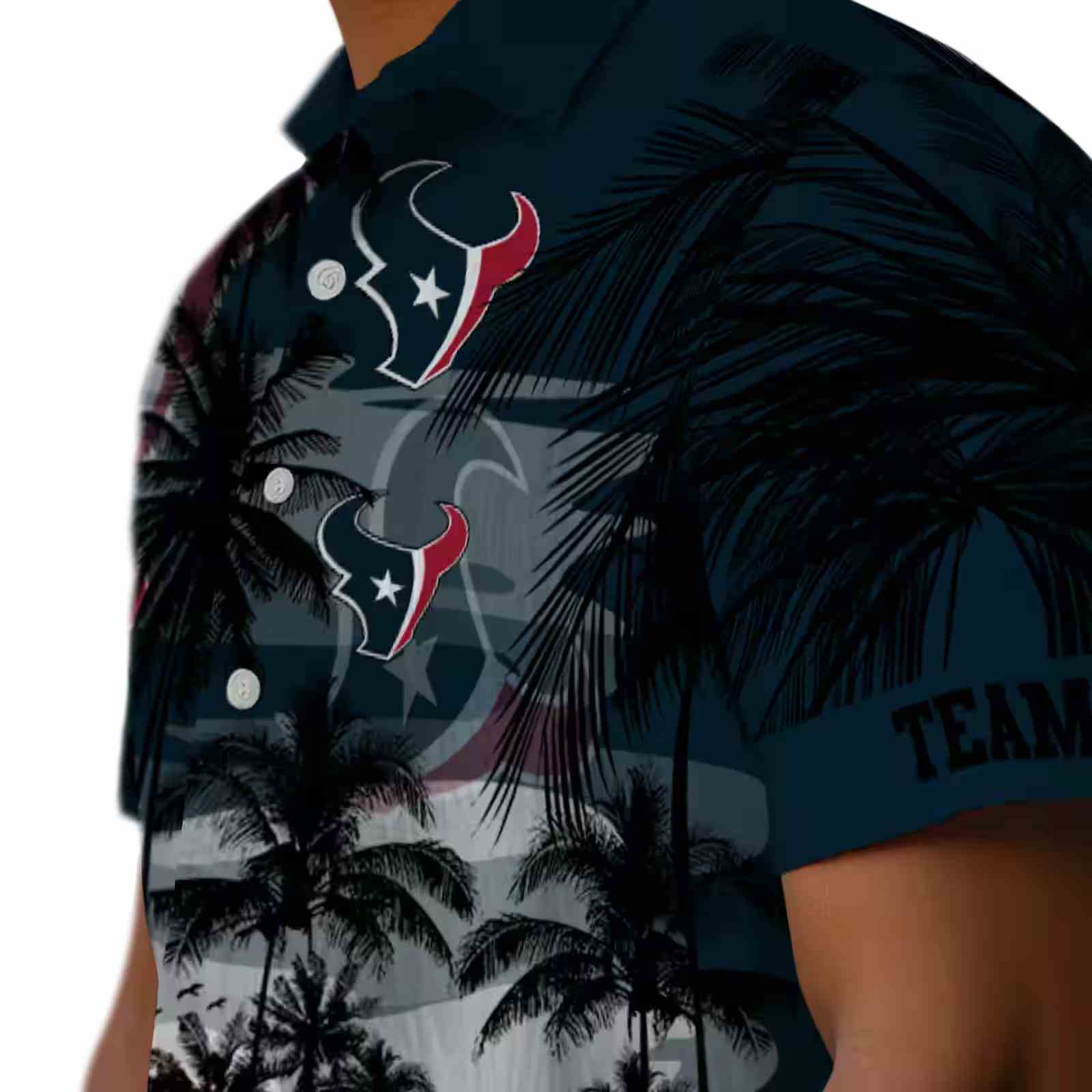 custom houston texans sunset scene blue black hawaiian shirt trendy