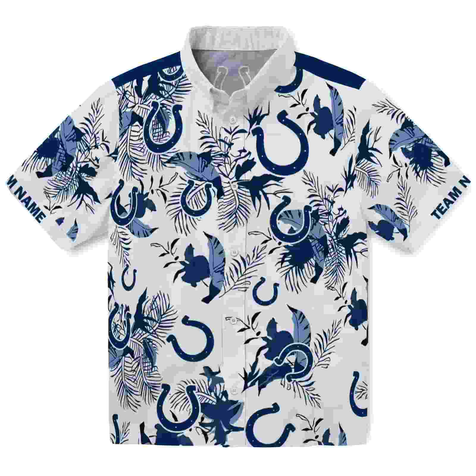 Custom Indianapolis Colts Botanical Theme Blue White Hawaiian Shirt