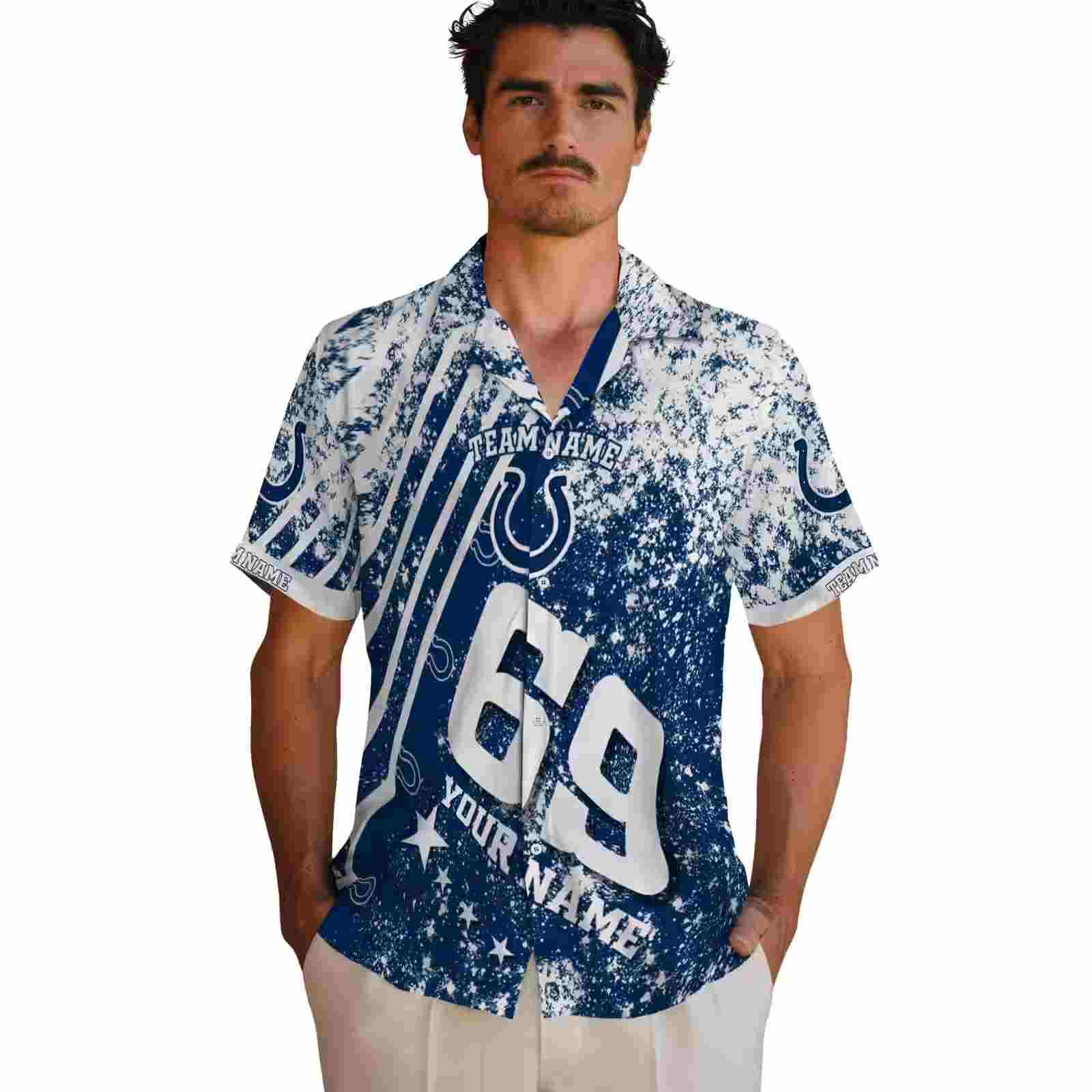 custom indianapolis colts star stripes blue hawaiian shirt fashion forward