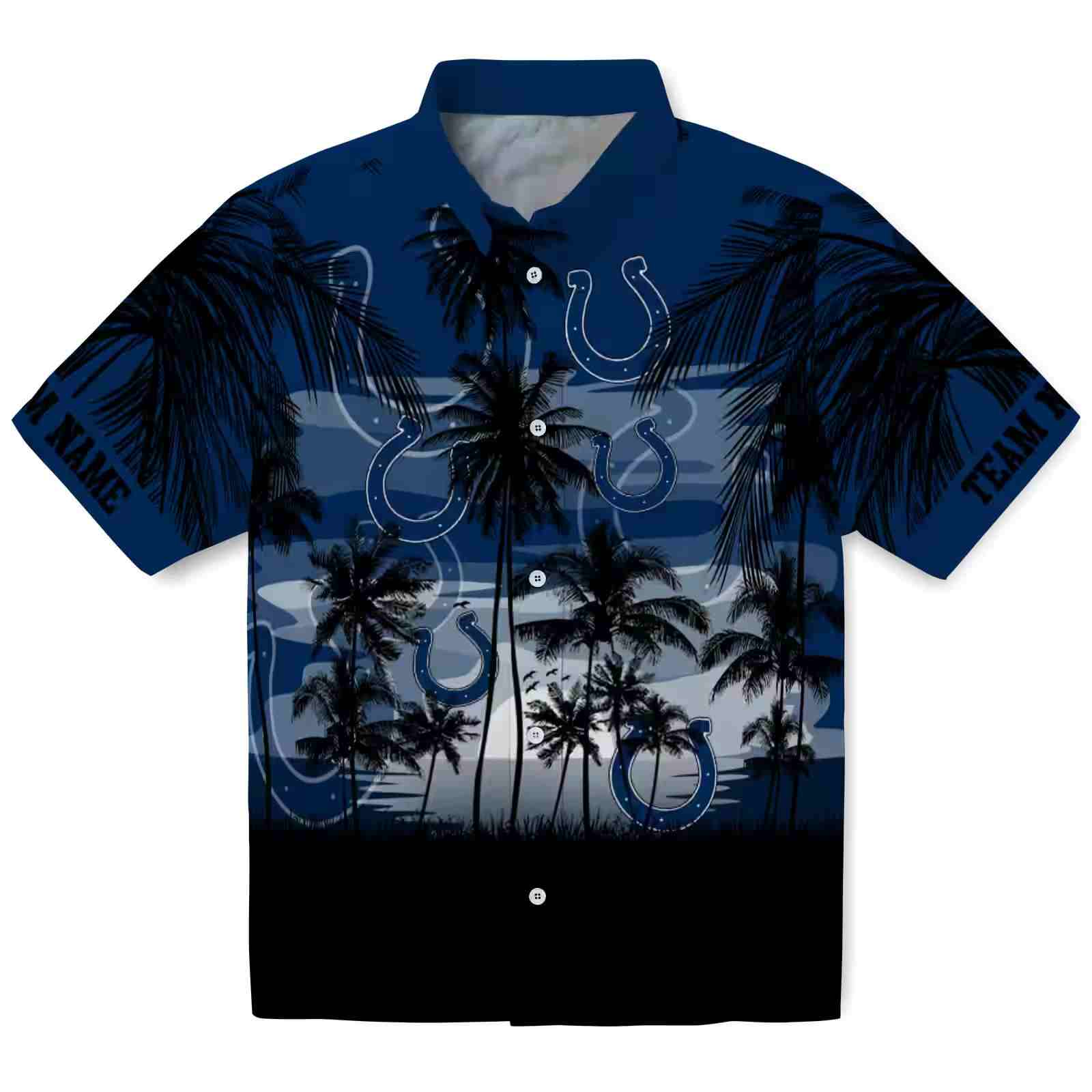 Custom Indianapolis Colts Sunset Scene Blue Black Hawaiian Shirt