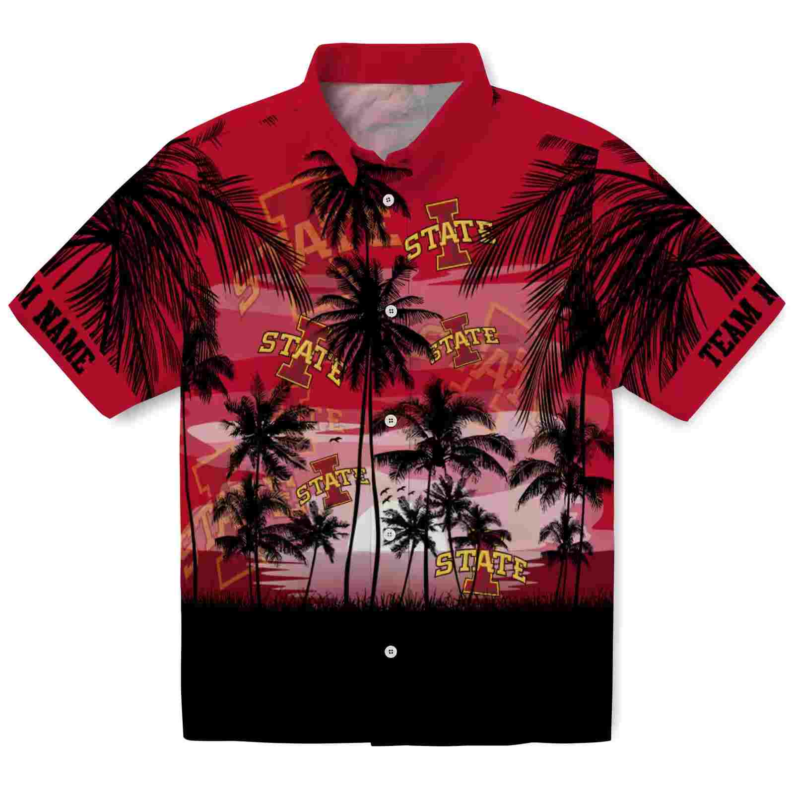 Custom Iowa State Cyclones Sunset Scene Red Black Hawaiian Shirt