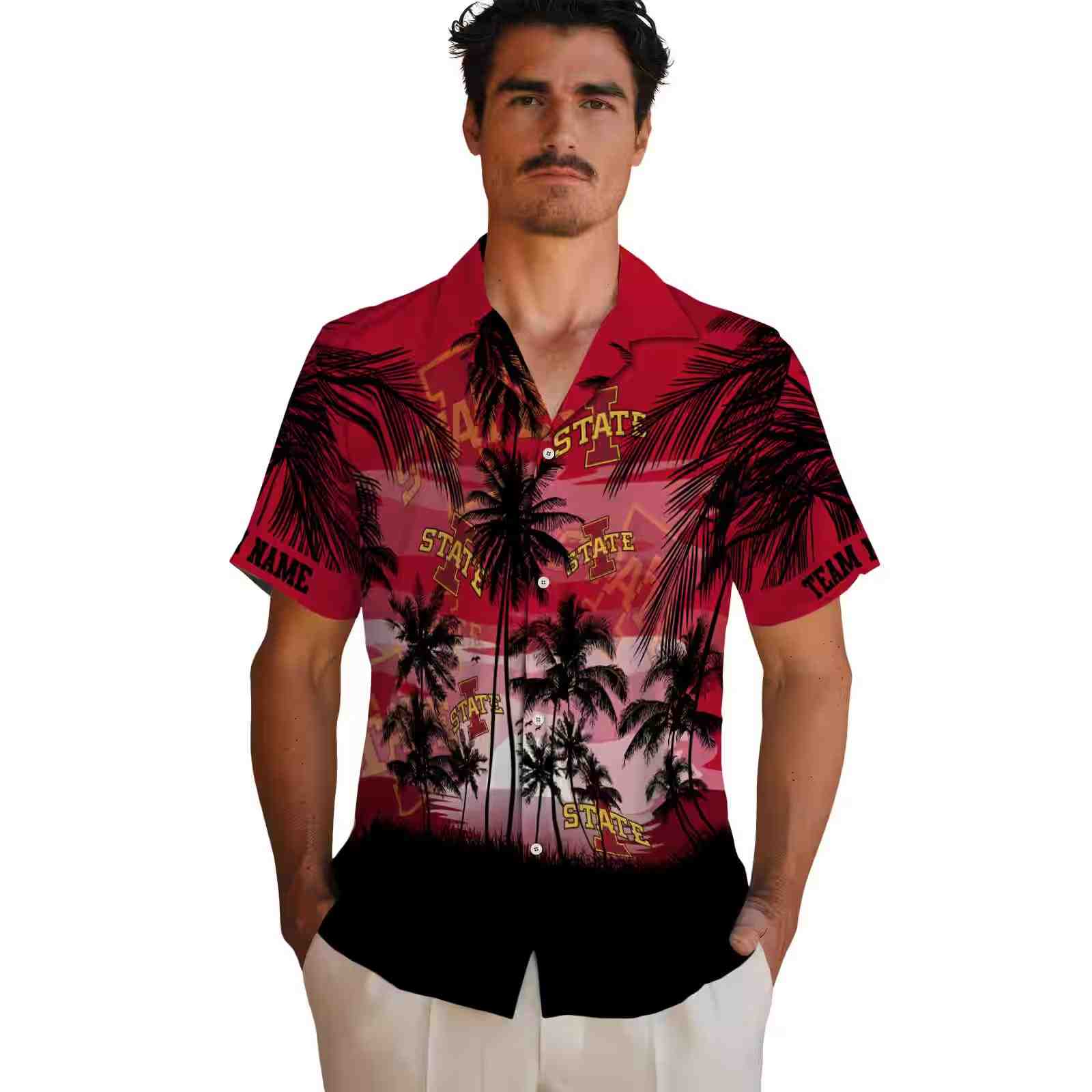 custom iowa state cyclones sunset scene red black hawaiian shirt fashion forward