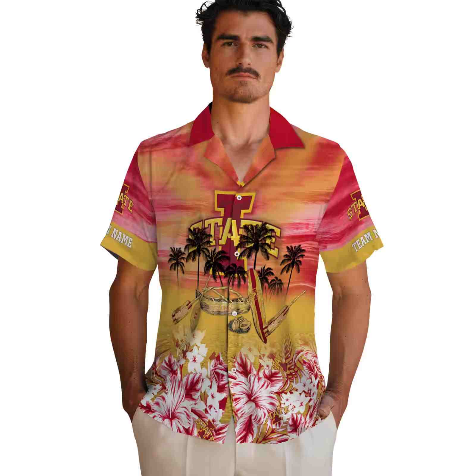 custom iowa state cyclones tropical canoe red hawaiian shirt fashion forward