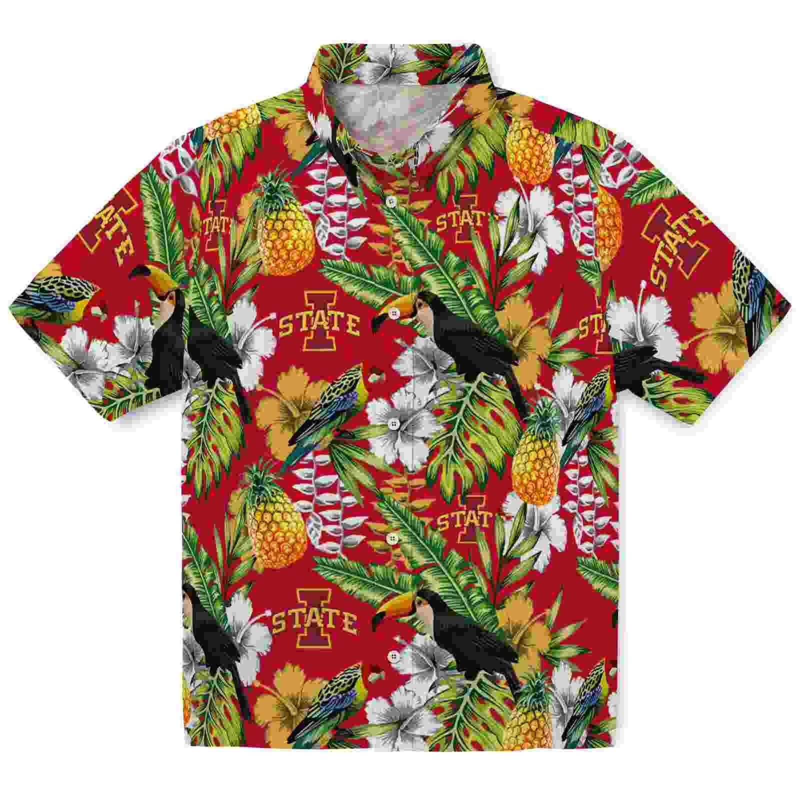 Custom Iowa State Cyclones Tropical Toucan Red Green Hawaiian Shirt