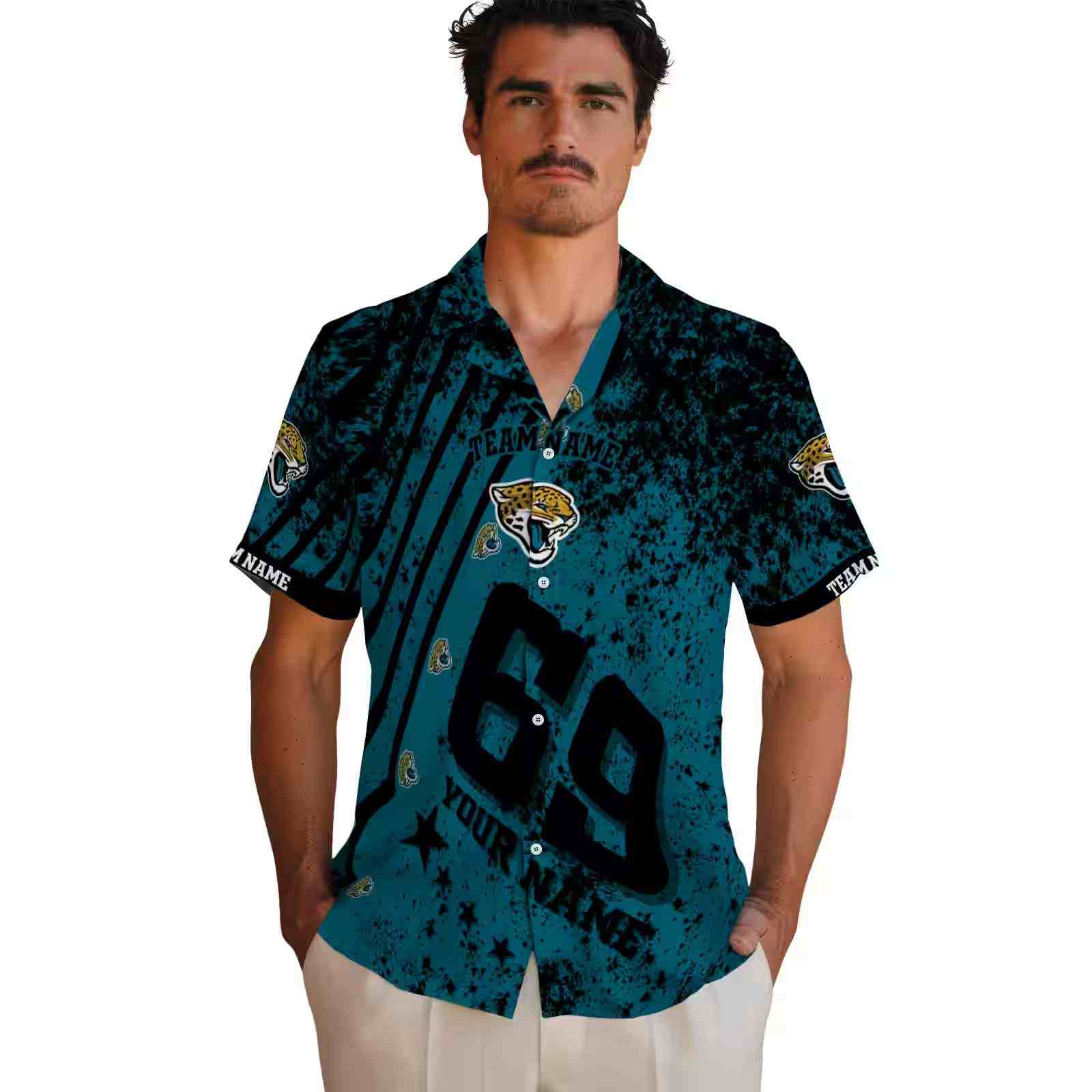 custom jacksonville jaguars star stripes teal hawaiian shirt fashion forward