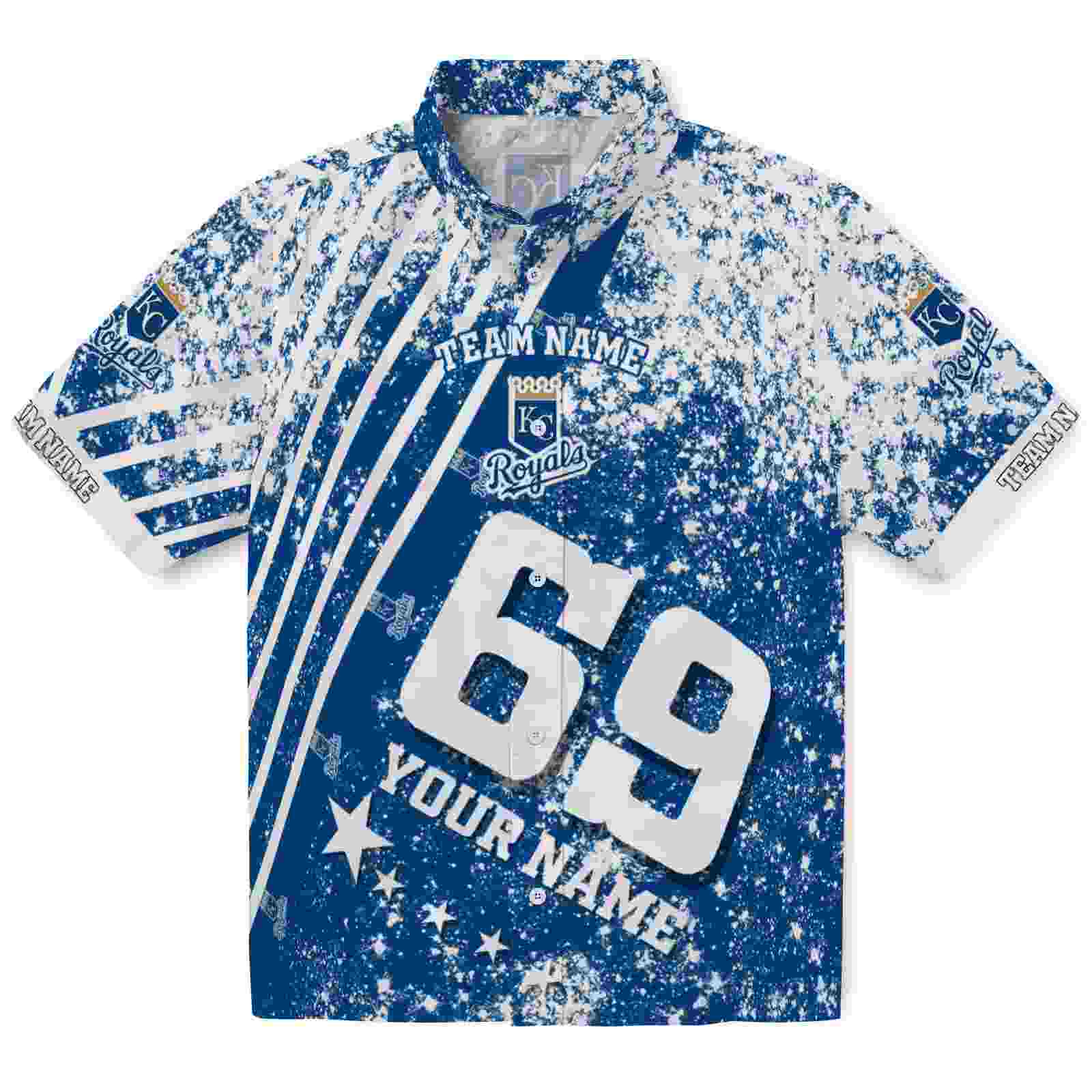 Custom Kansas City Royals Star Stripes Royal Blue Hawaiian Shirt