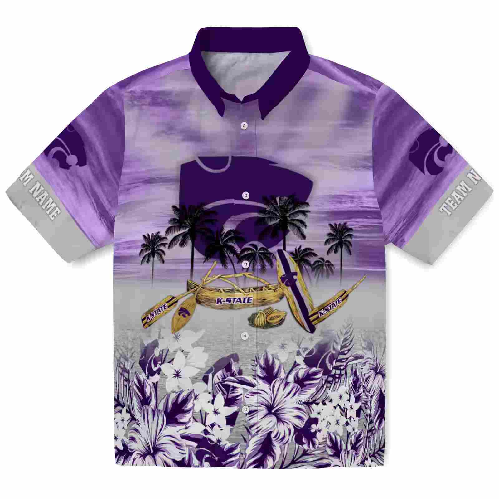 Custom Kansas State Wildcats Tropical Canoe Purple Hawaiian Shirt