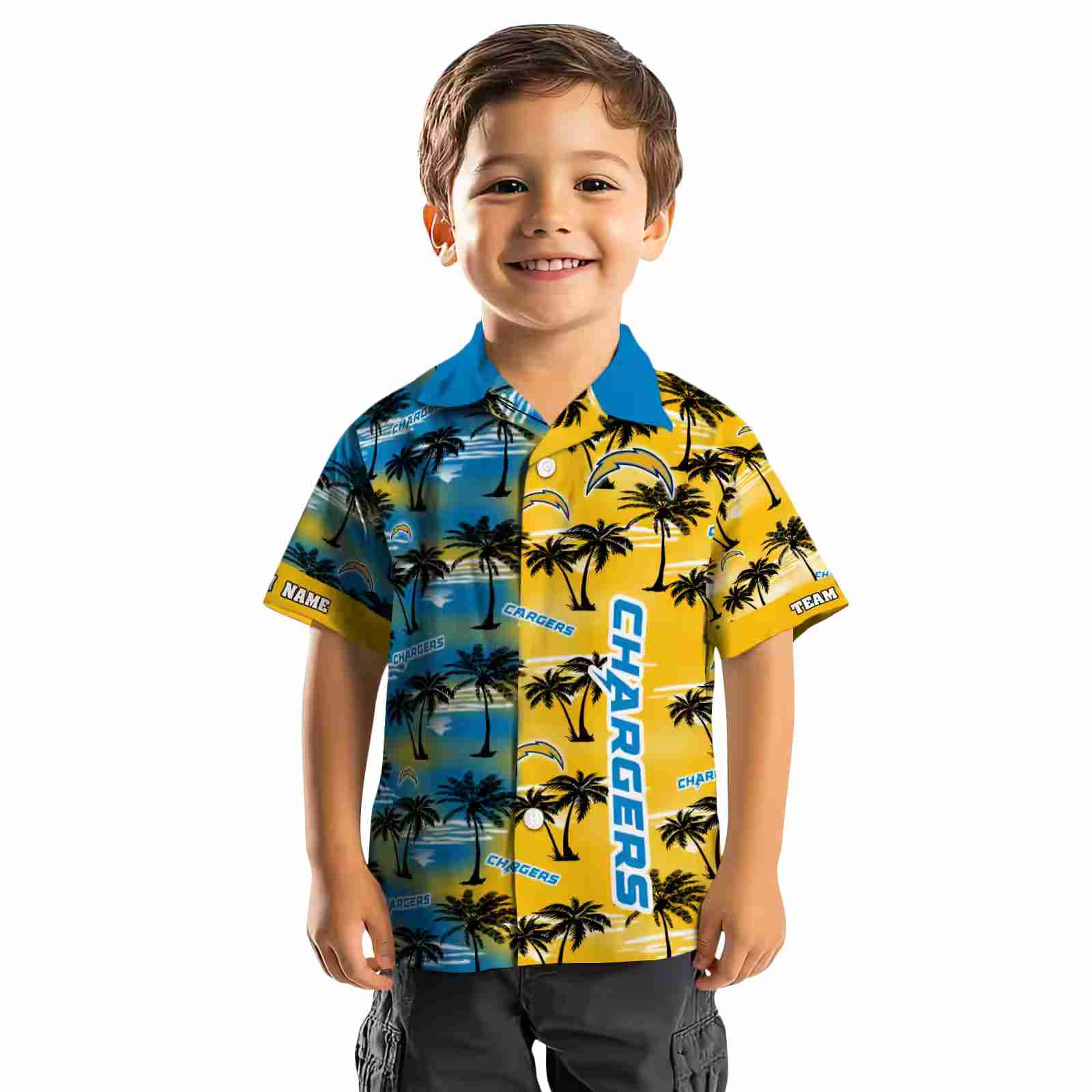 custom los angeles chargers palm silhouettes blue hawaiian shirt top rated