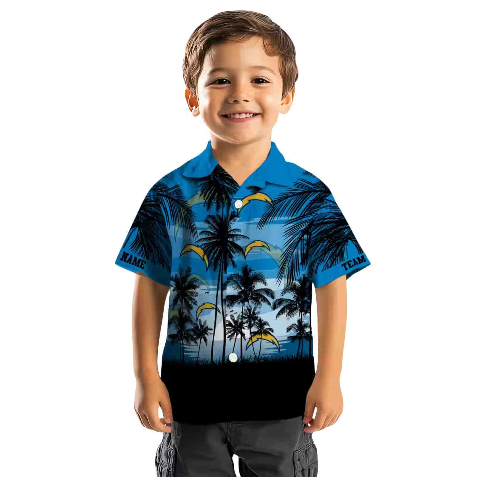 custom los angeles chargers sunset scene blue black hawaiian shirt top rated