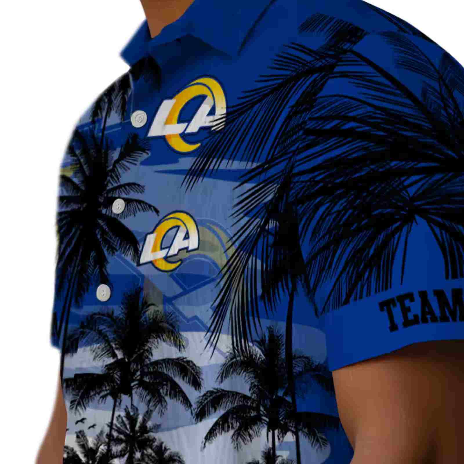 custom los angeles rams sunset scene blue black hawaiian shirt trendy