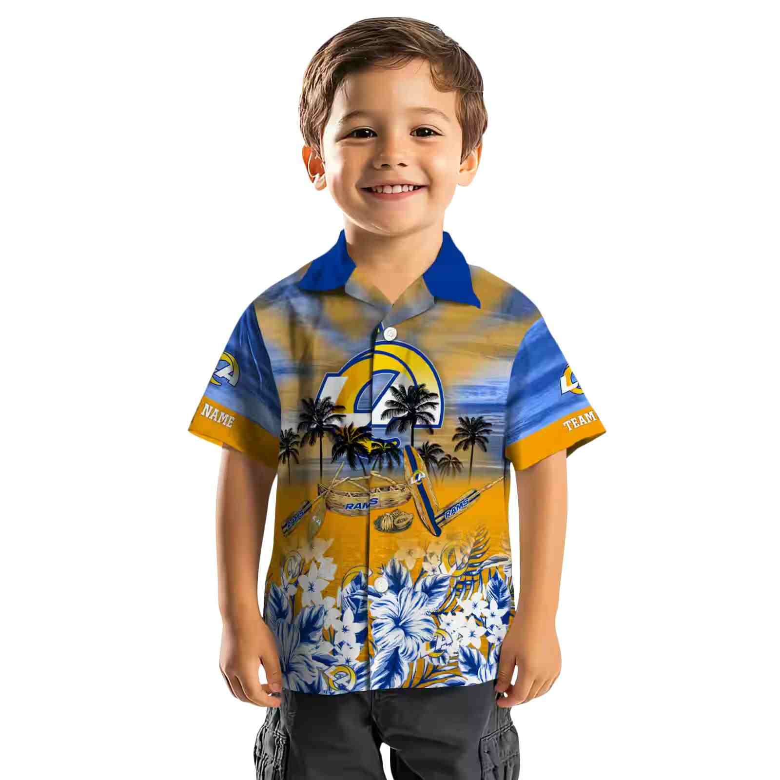 custom los angeles rams tropical canoe blue hawaiian shirt top rated