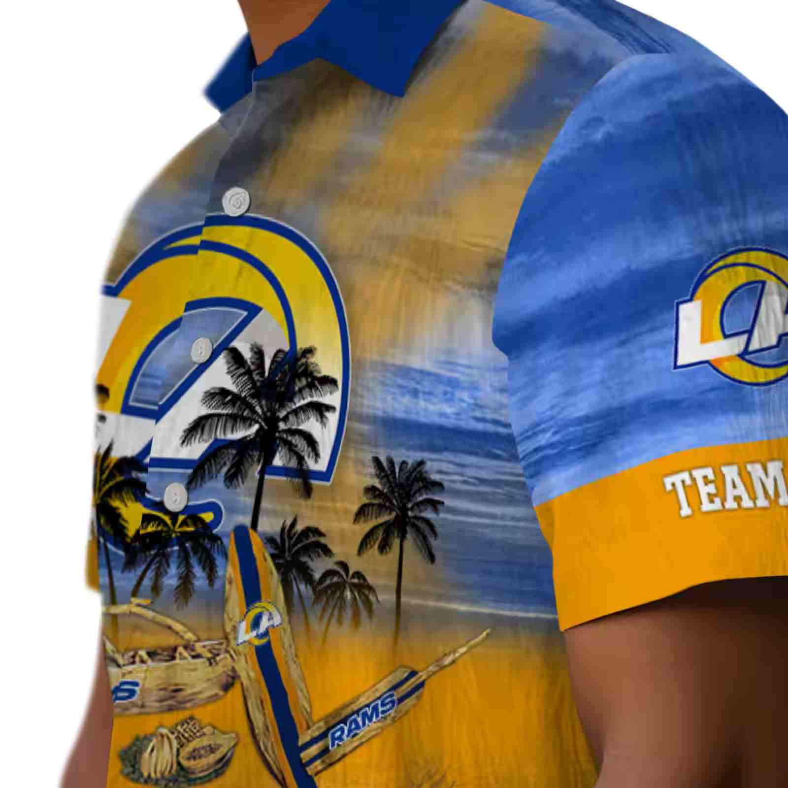 custom los angeles rams tropical canoe blue hawaiian shirt trendy