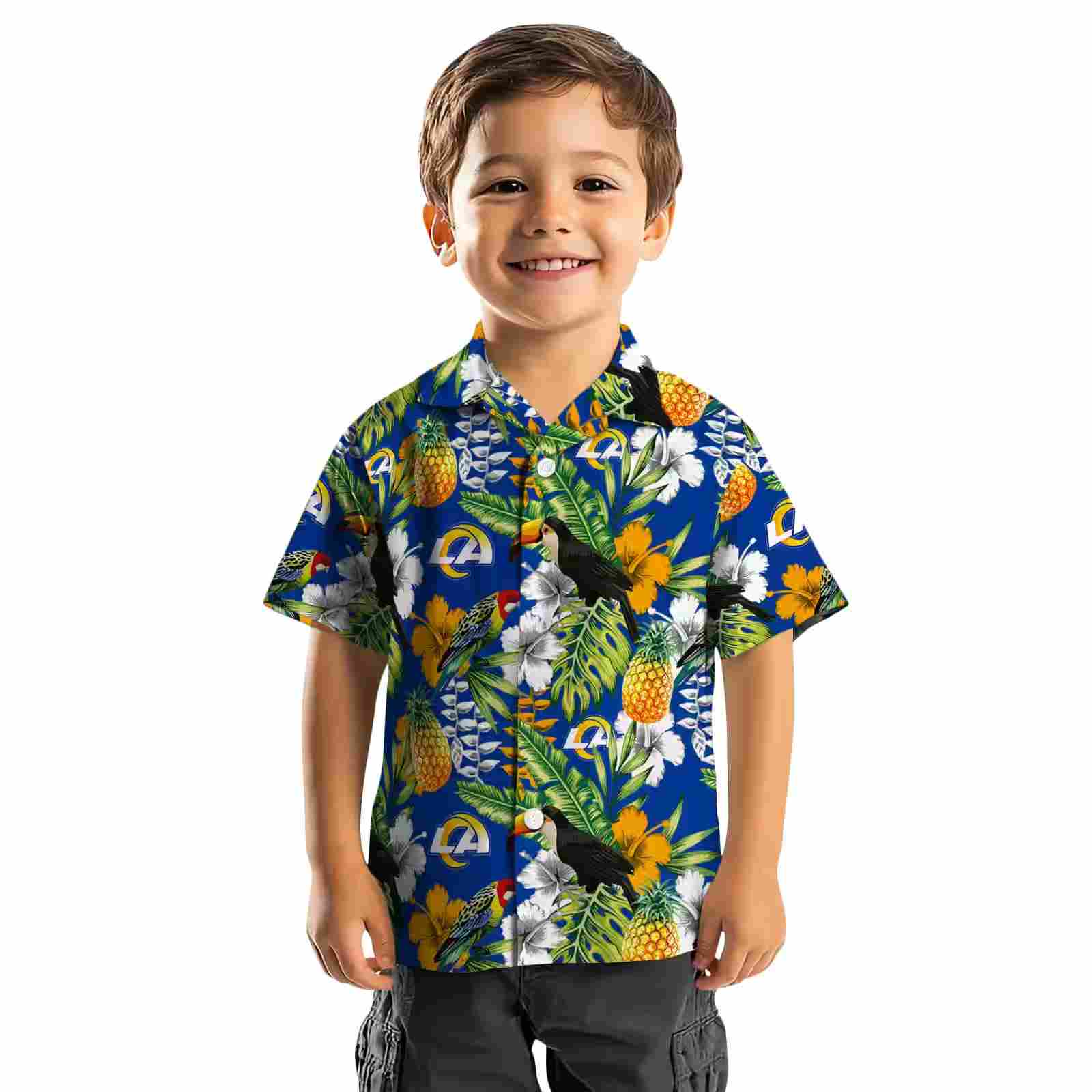 custom los angeles rams tropical toucan blue green hawaiian shirt top rated