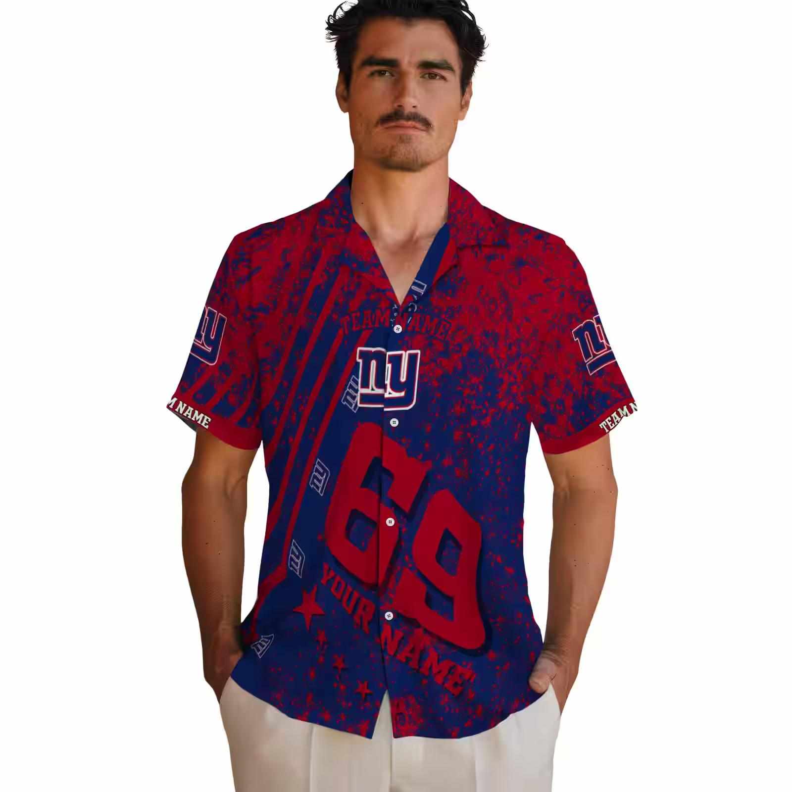 custom new york giants star stripes blue hawaiian shirt fashion forward