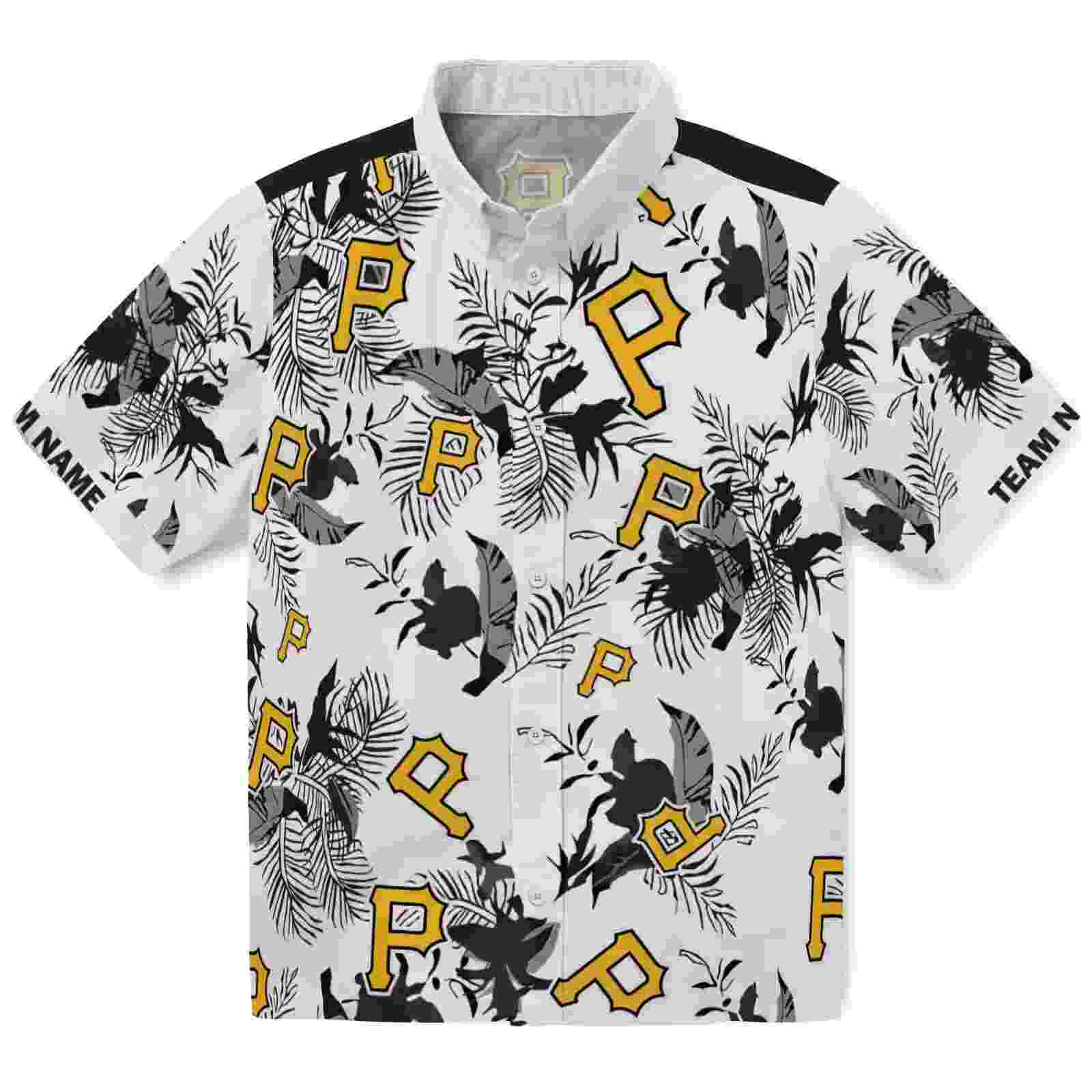 custom pittsburgh pirates botanical theme black white hawaiian shirt best selling