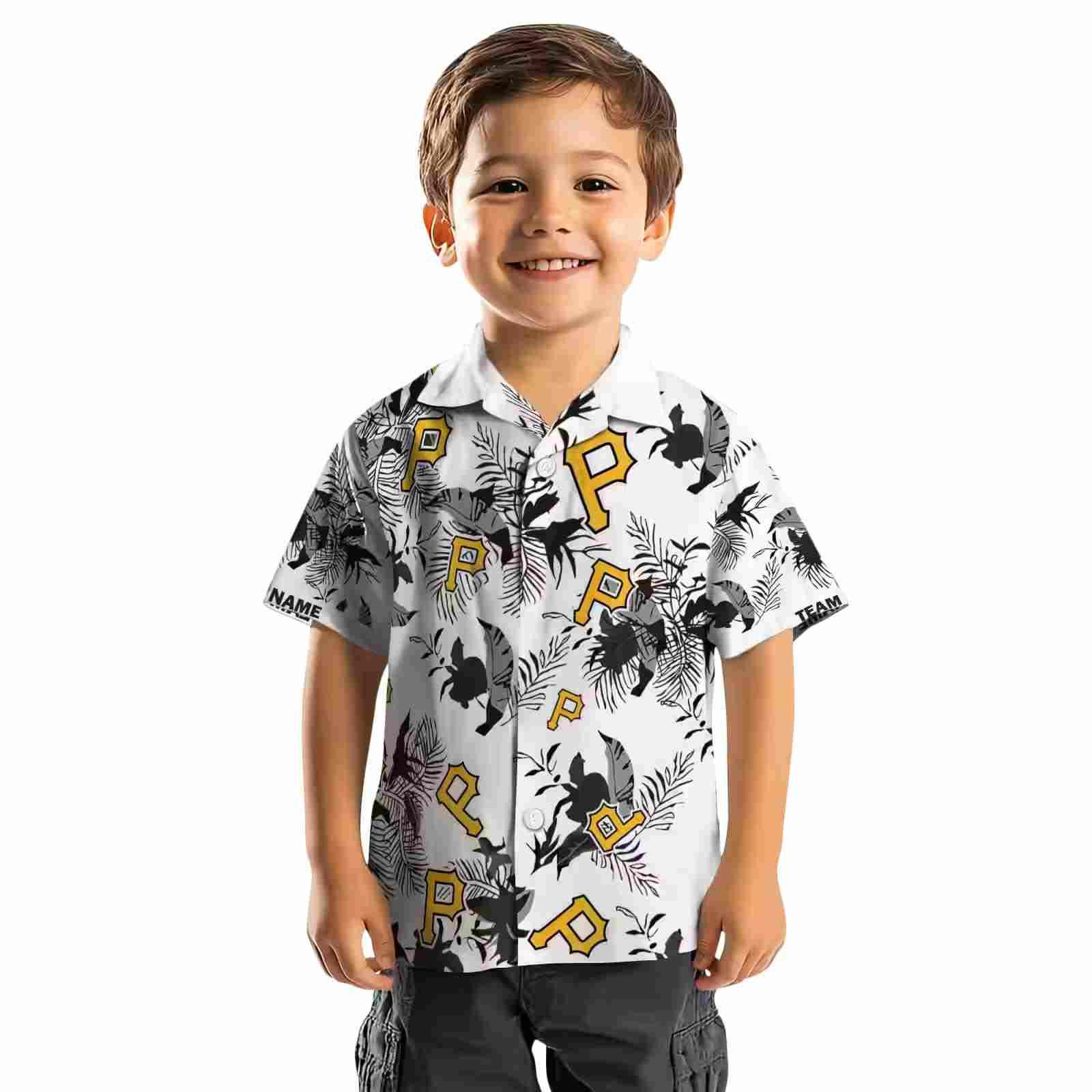 custom pittsburgh pirates botanical theme black white hawaiian shirt top rated