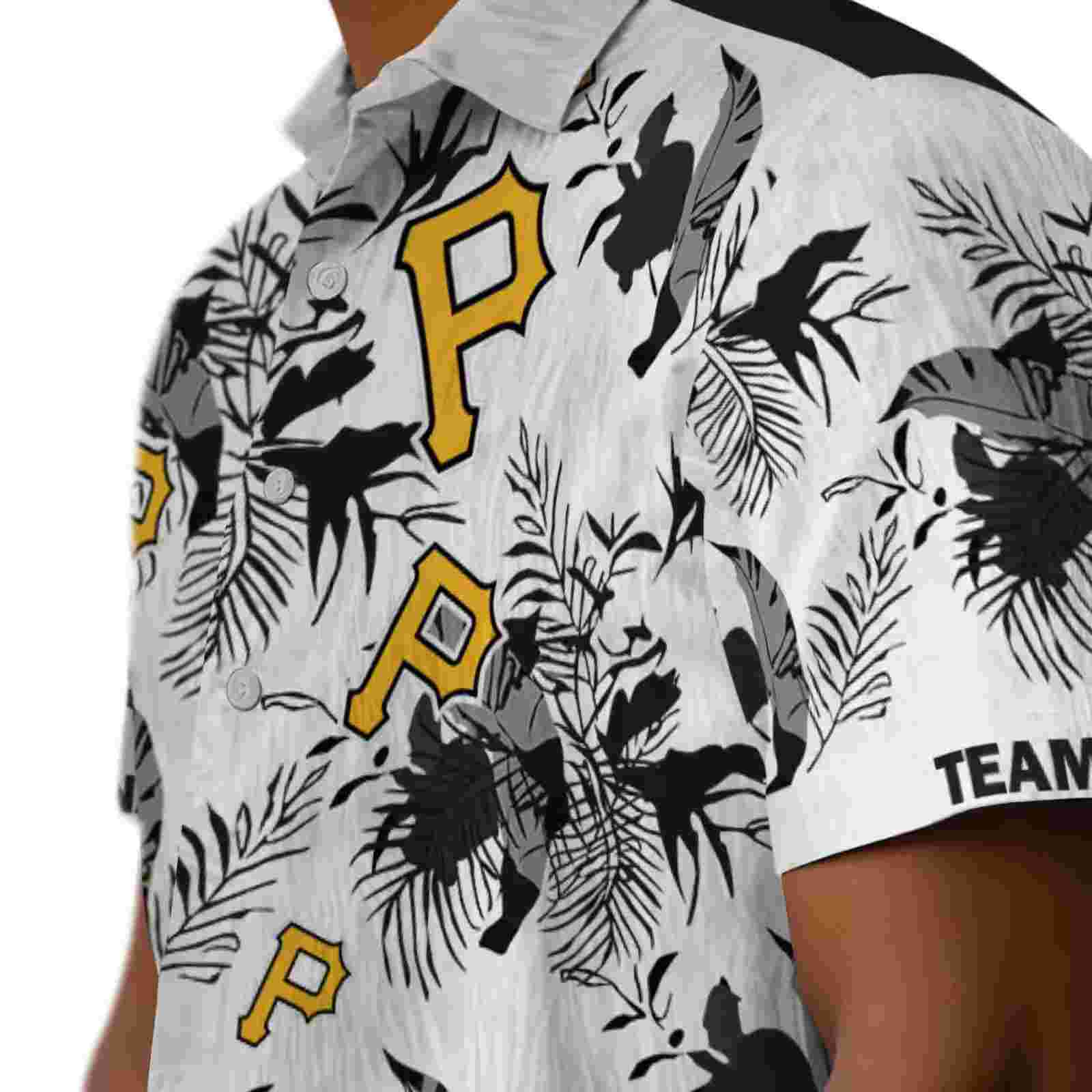 custom pittsburgh pirates botanical theme black white hawaiian shirt trendy