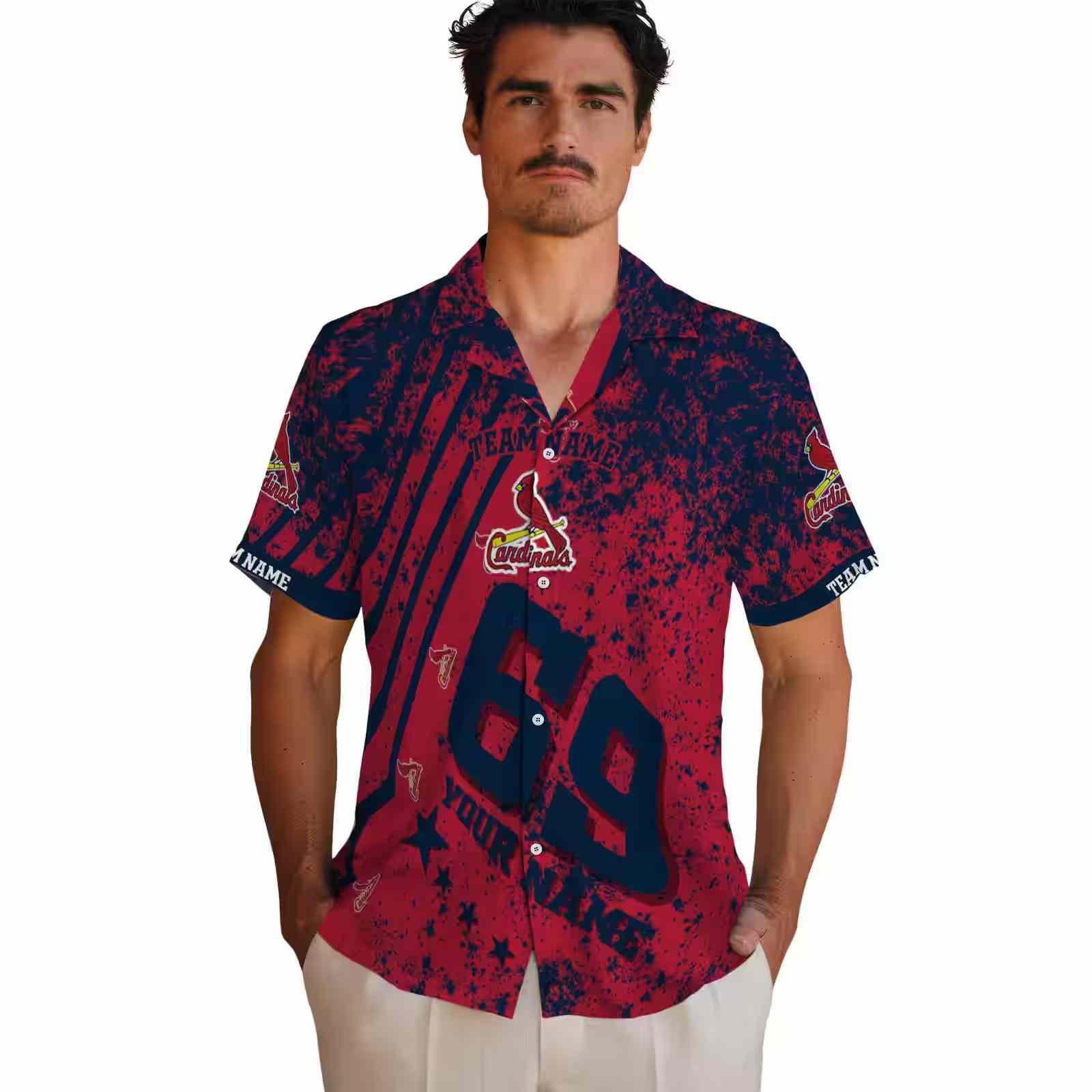 custom st louis cardinals star stripes red hawaiian shirt fashion forward