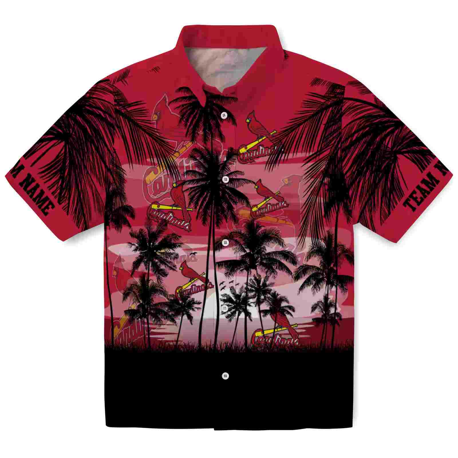 Custom St. Louis Cardinals Sunset Scene Red Black Hawaiian Shirt