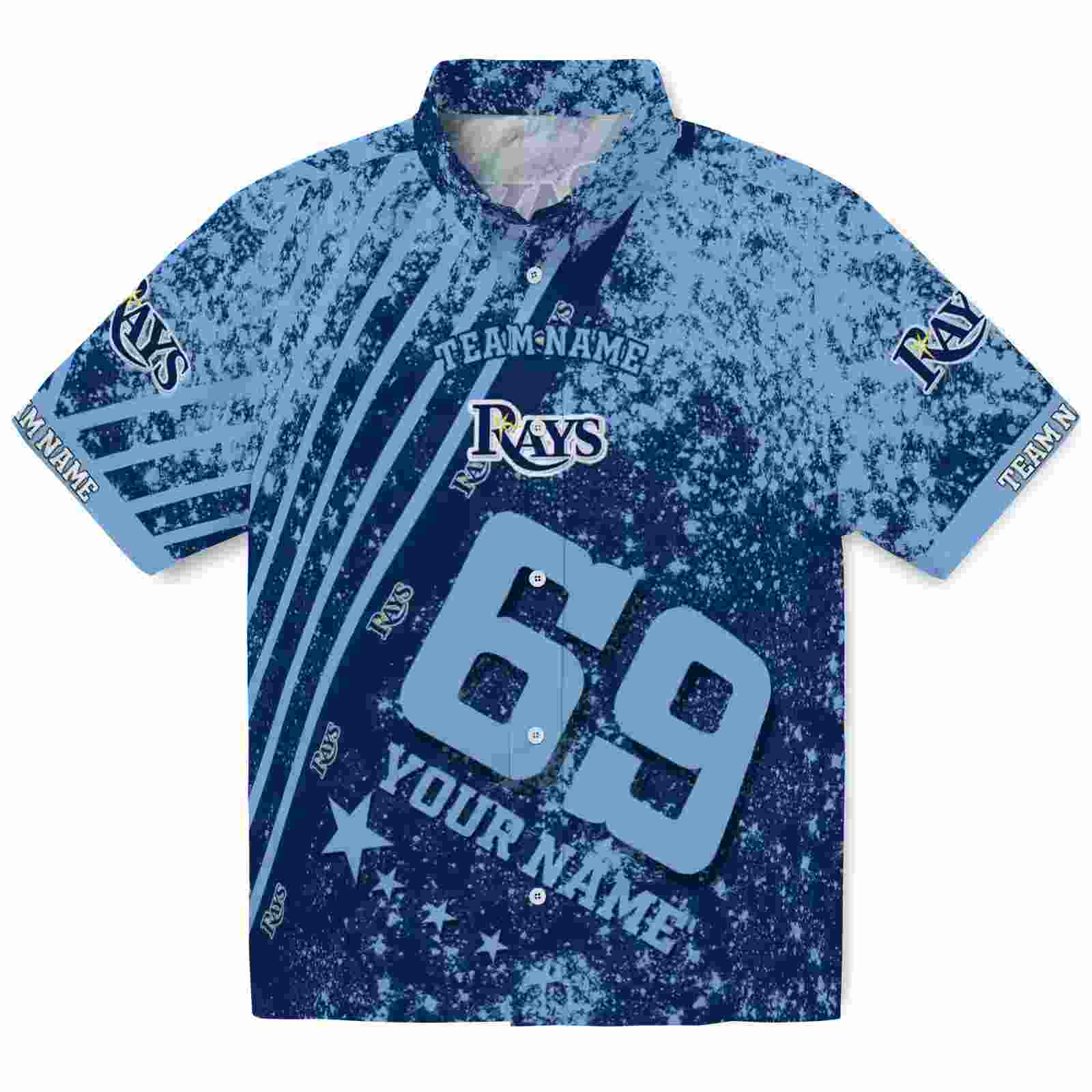 Custom Tampa Bay Rays Star Stripes Navy Hawaiian Shirt