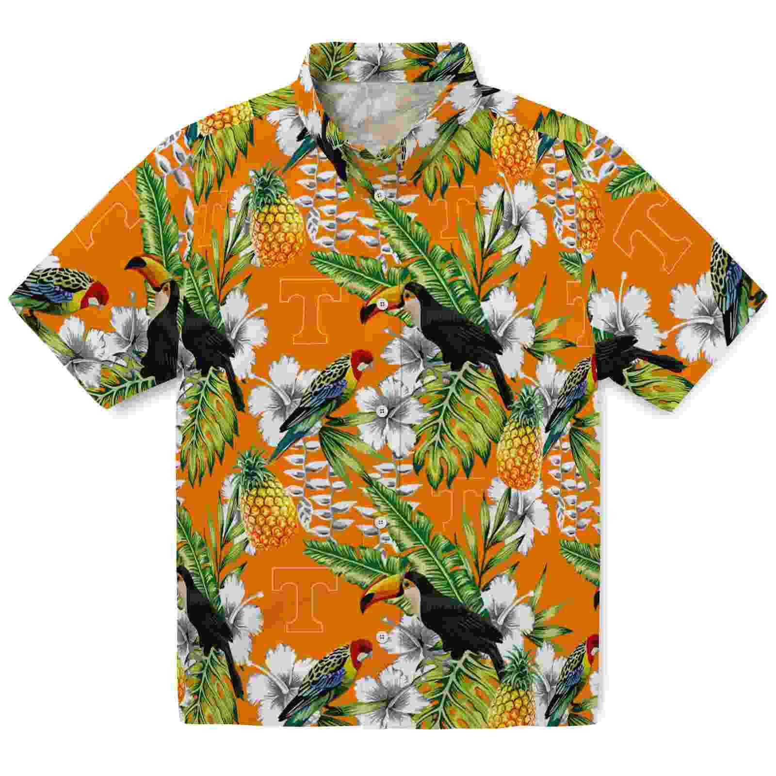 Custom Tennessee Volunteers Tropical Toucan Orange Green Hawaiian Shirt