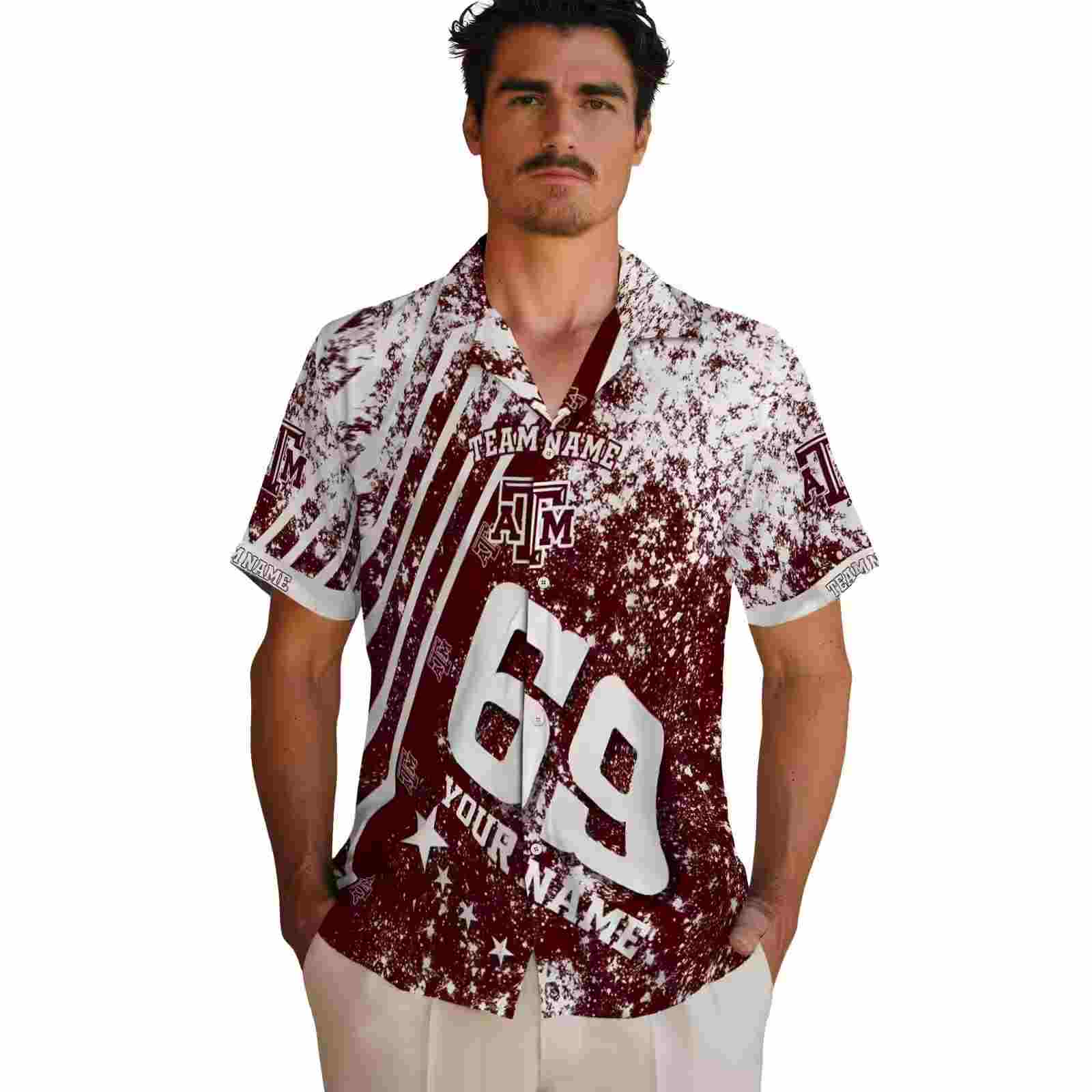 custom texas am aggies star stripes maroon hawaiian shirt fashion forward