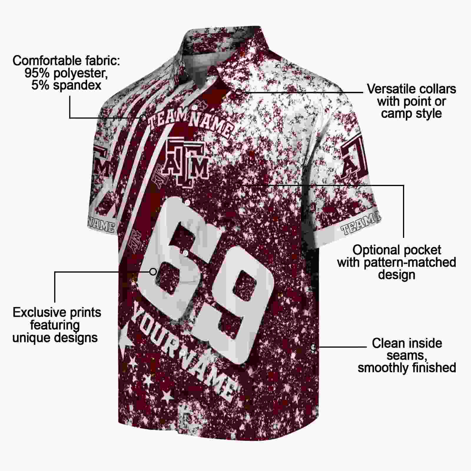 custom texas am aggies star stripes maroon hawaiian shirt new arrival