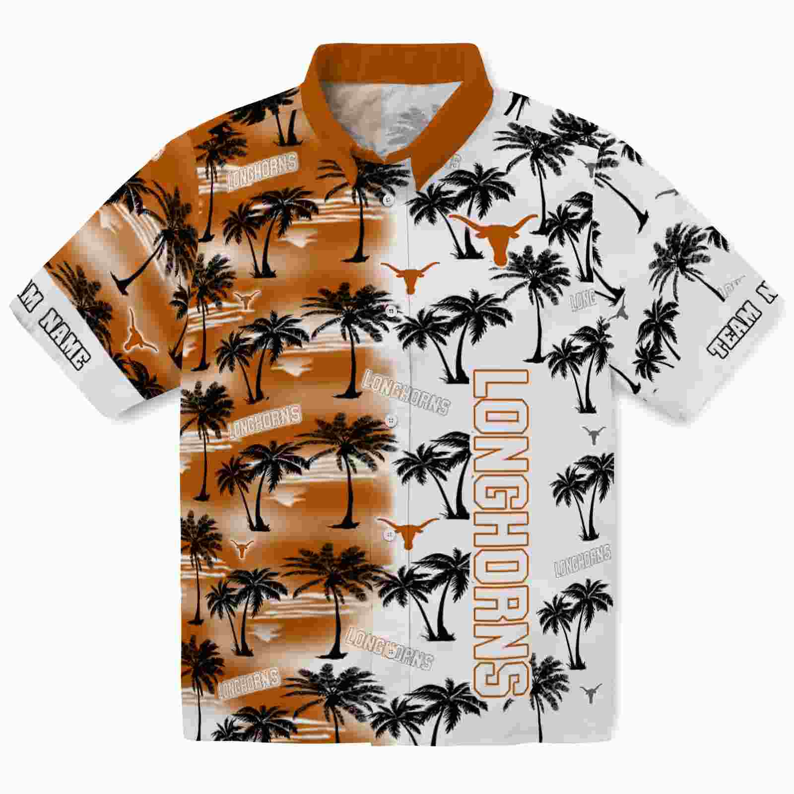 Custom Texas Longhorns Palm Silhouettes Orange Hawaiian Shirt