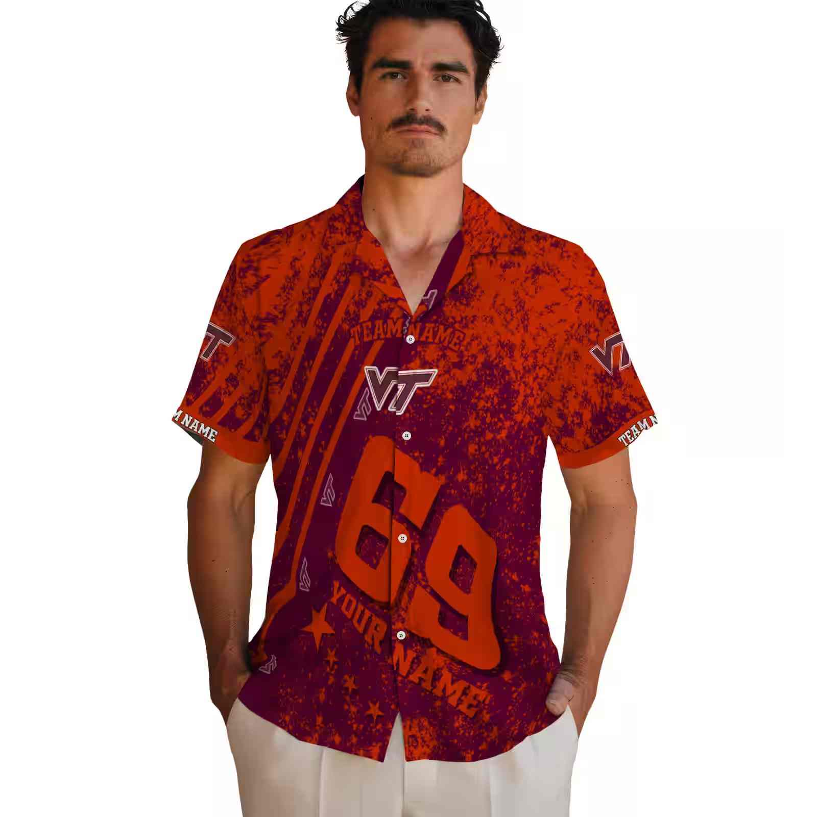 custom virginia tech hokies star stripes maroon hawaiian shirt fashion forward