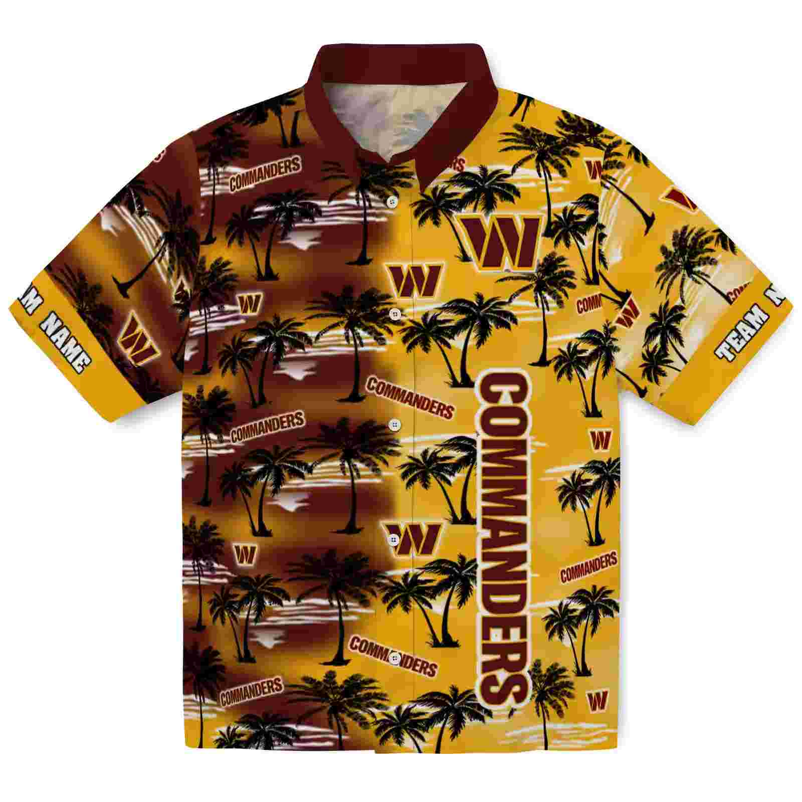 Custom Washington Commanders Palm Silhouettes Burgundy Hawaiian Shirt