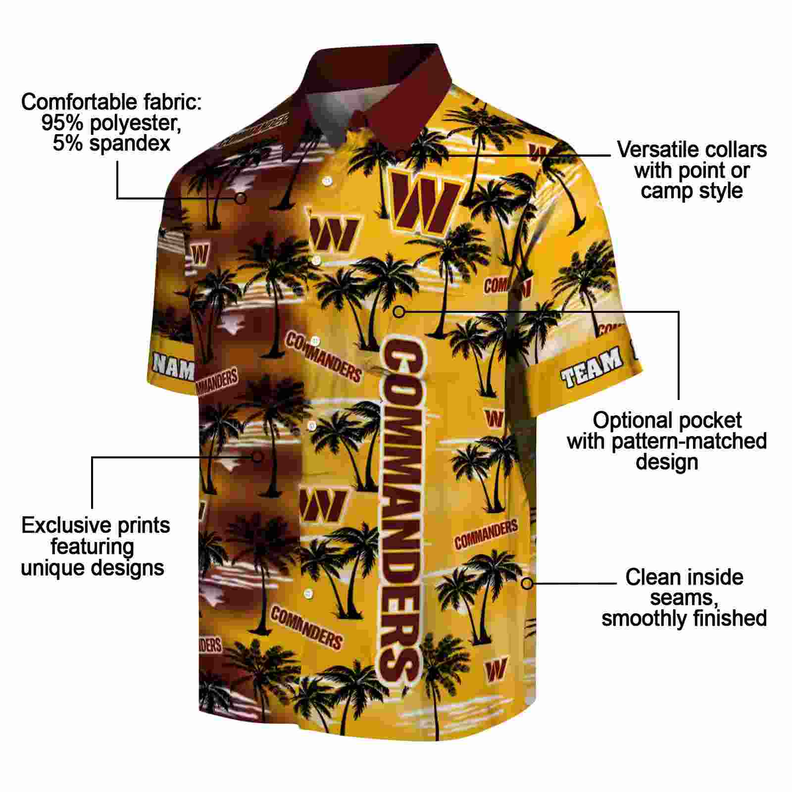 custom washington commanders palm silhouettes burgundy hawaiian shirt new arrival