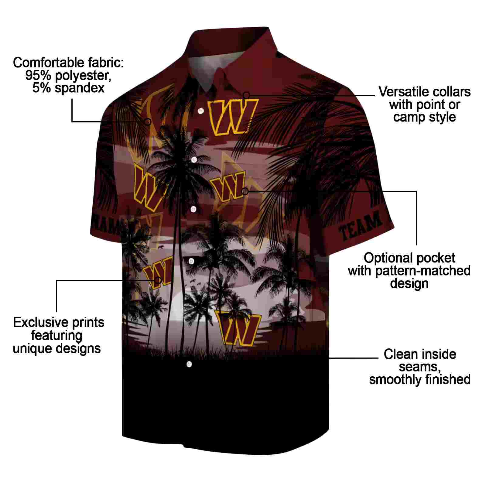 custom washington commanders sunset scene burgundy black hawaiian shirt new arrival