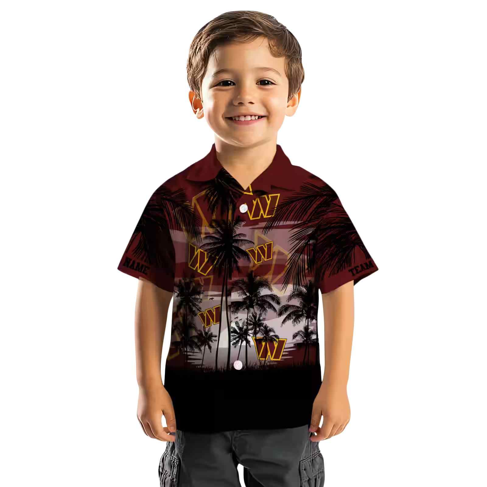 custom washington commanders sunset scene burgundy black hawaiian shirt top rated