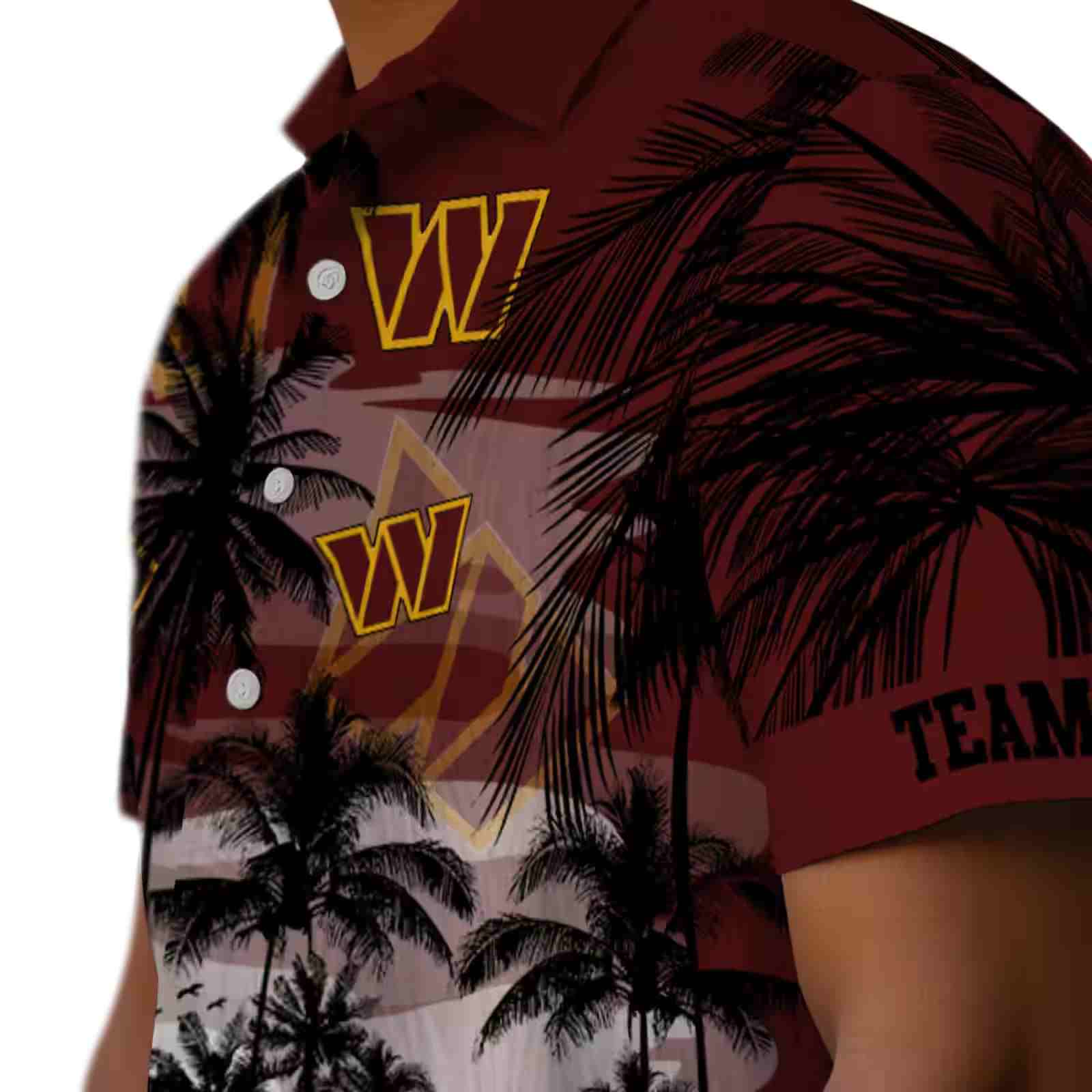 custom washington commanders sunset scene burgundy black hawaiian shirt trendy