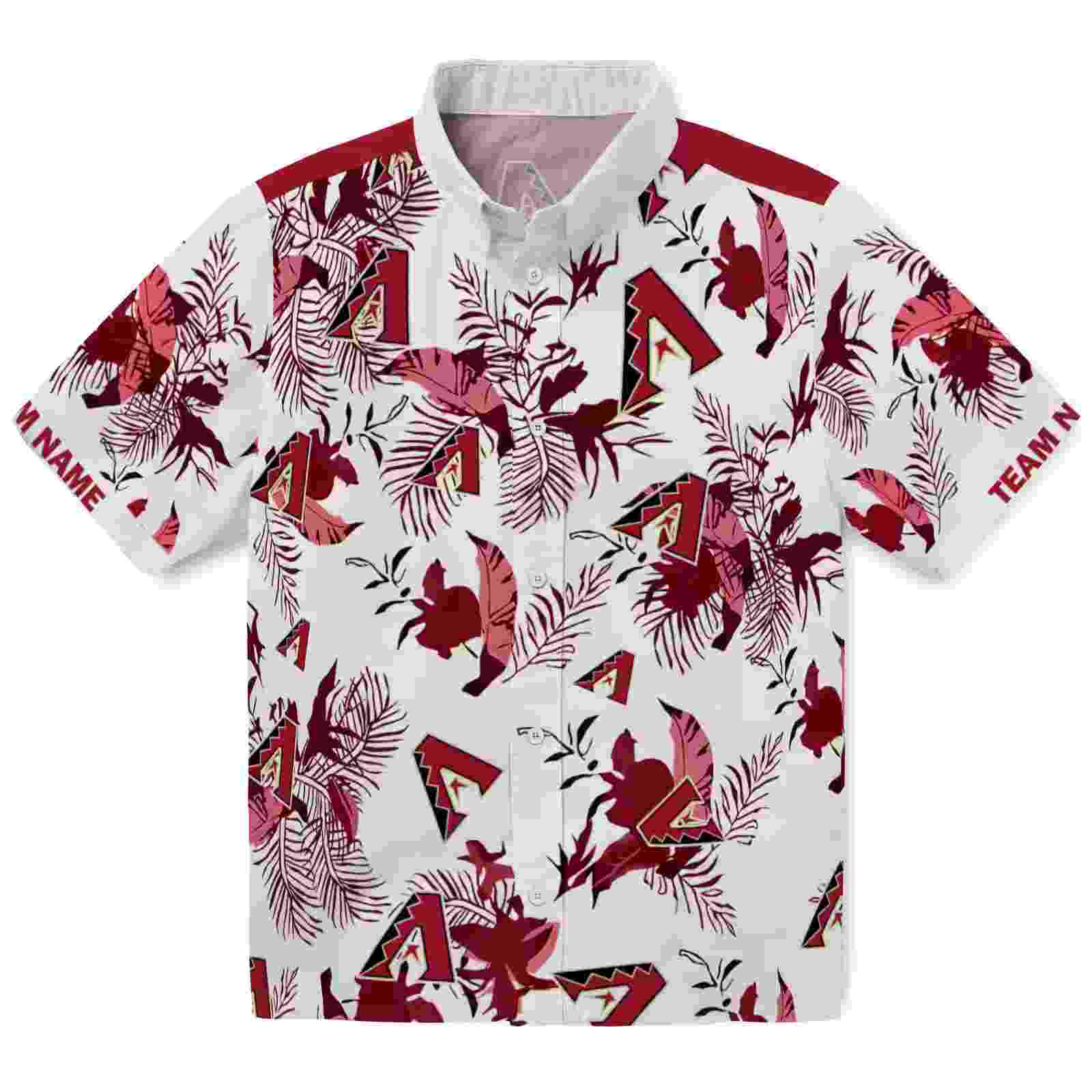 Customized Arizona Diamondbacks Botanical Theme Red White Hawaiian Shirt