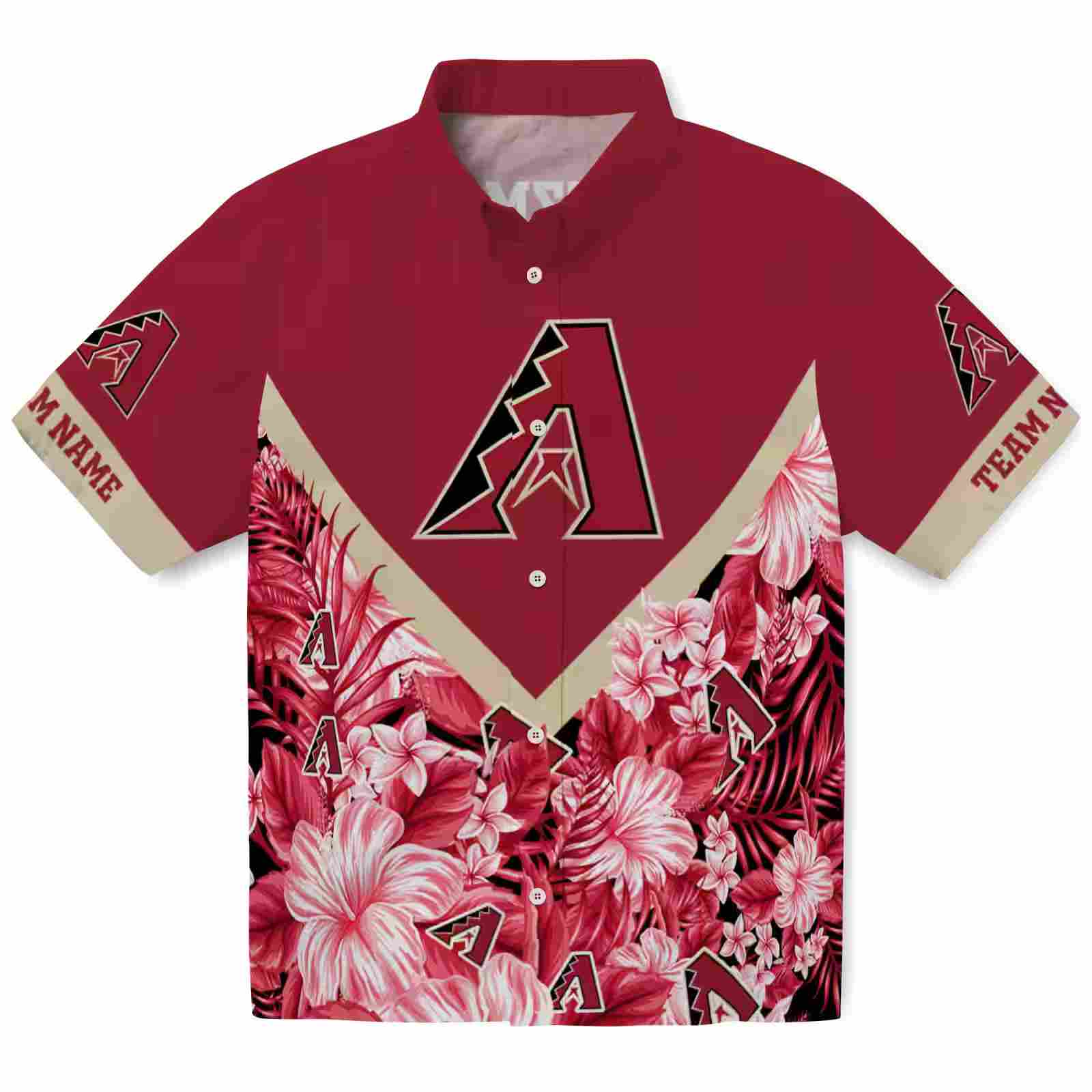 Customized Arizona Diamondbacks Floral Chevron Red Hawaiian Shirt