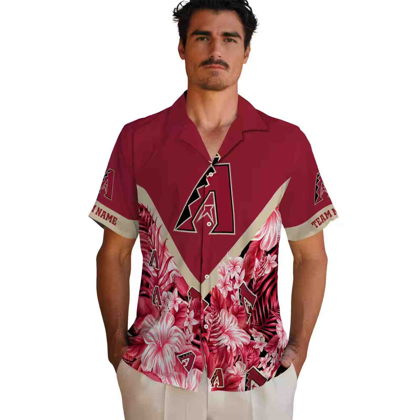 customized arizona diamondbacks floral chevron red hawaiian shirt fashion forward