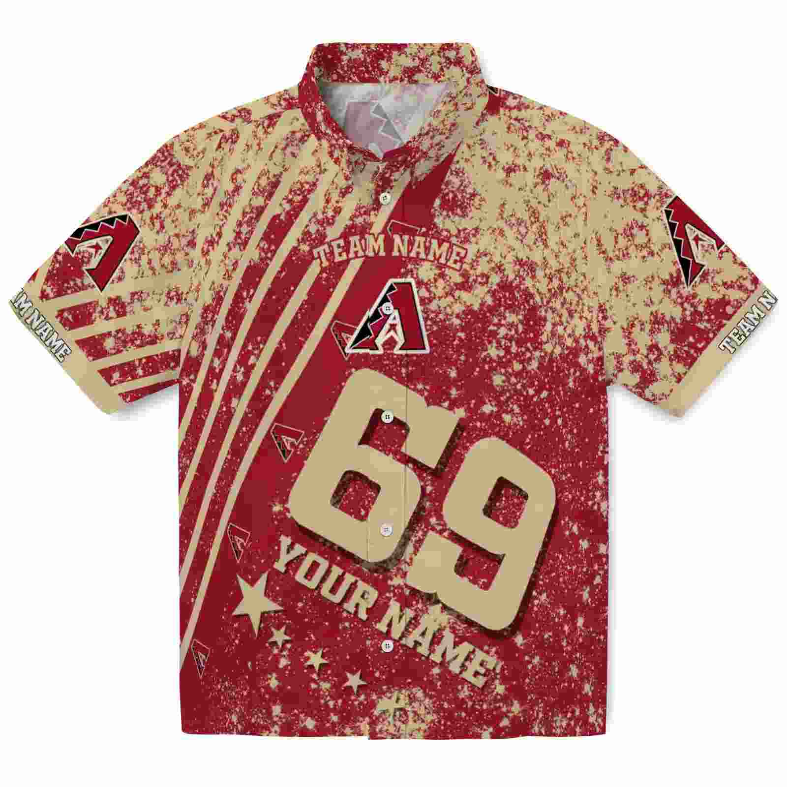 Customized Arizona Diamondbacks Star Stripes Red Hawaiian Shirt