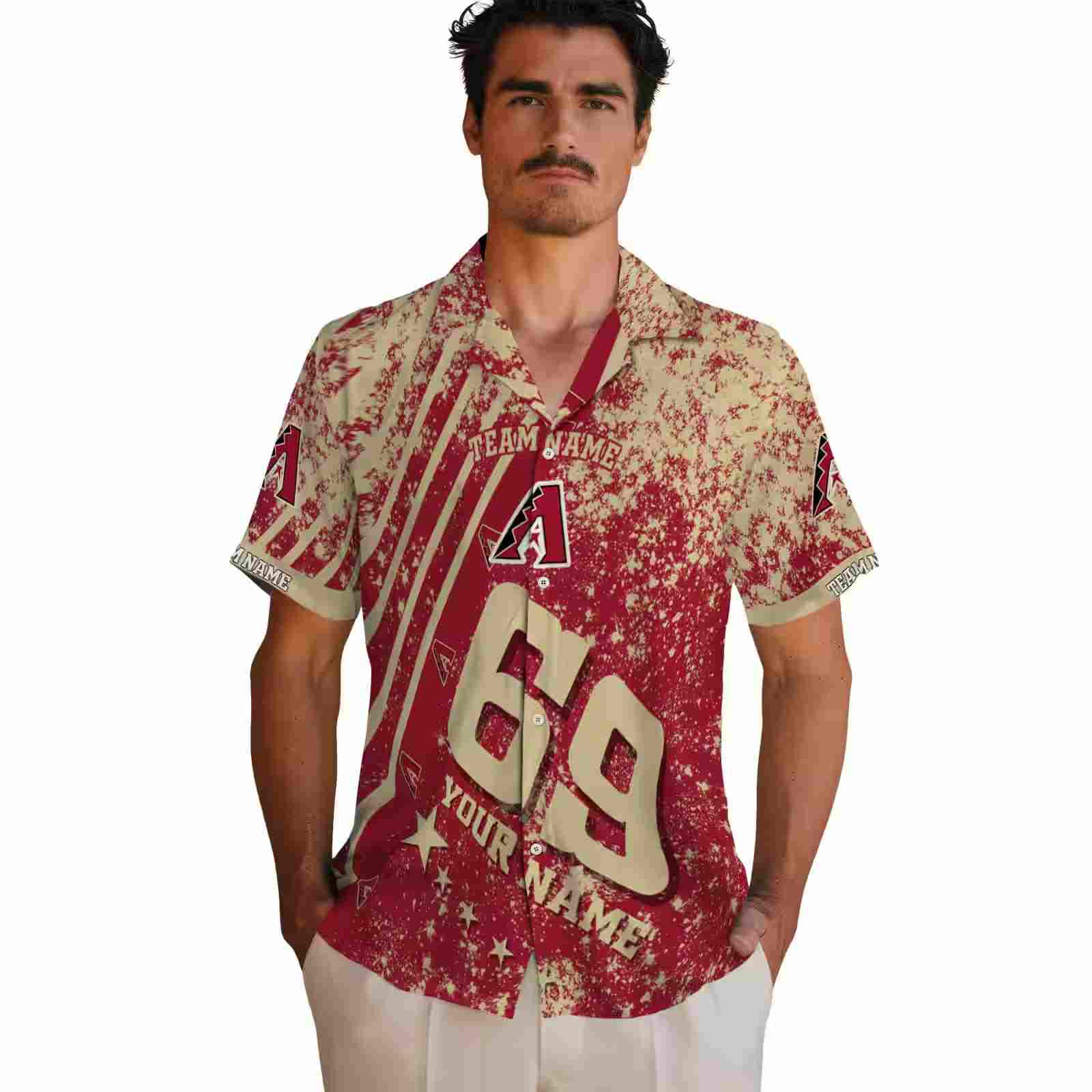 customized arizona diamondbacks star stripes red hawaiian shirt fashion forward