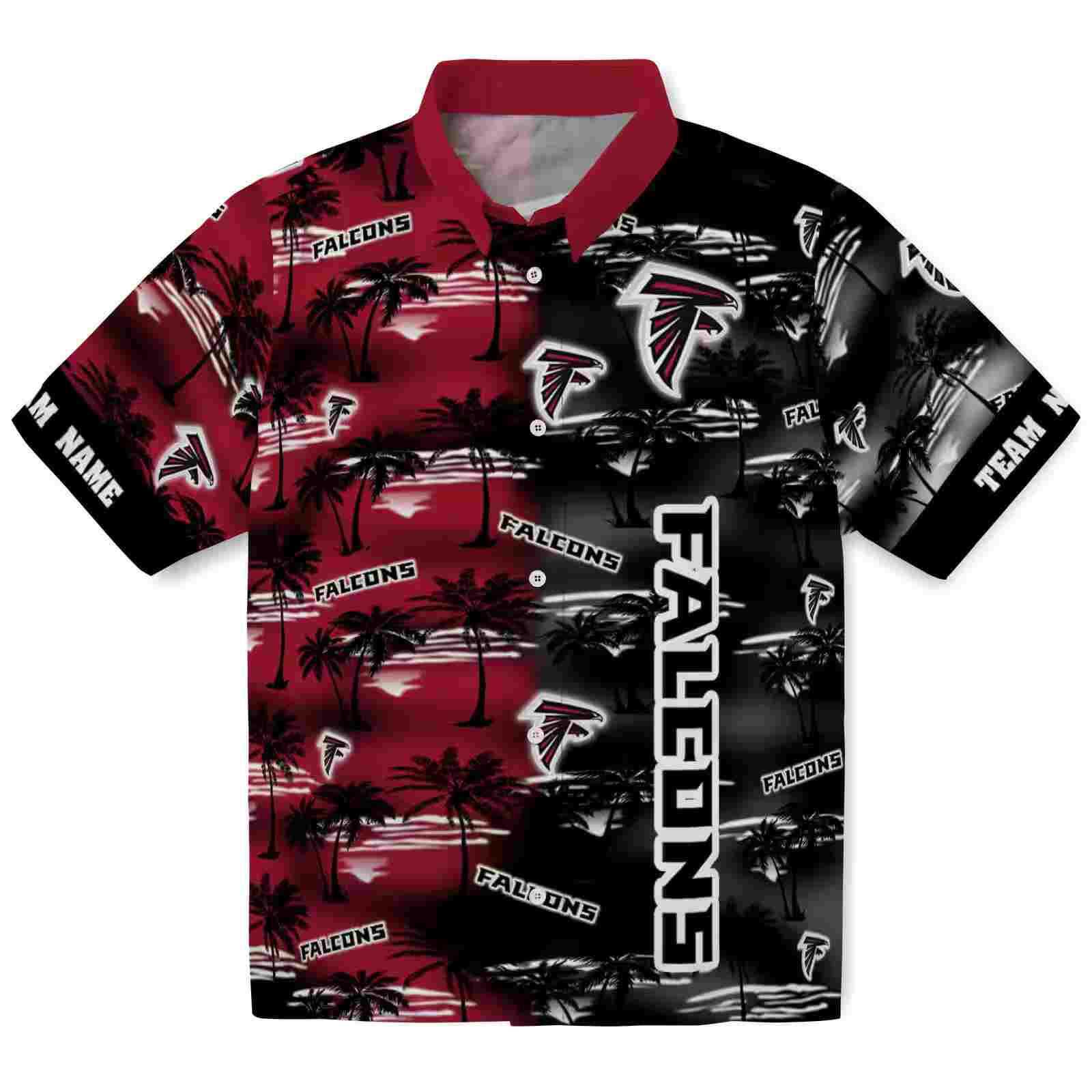 Customized Atlanta Falcons Palm Silhouettes Red Hawaiian Shirt