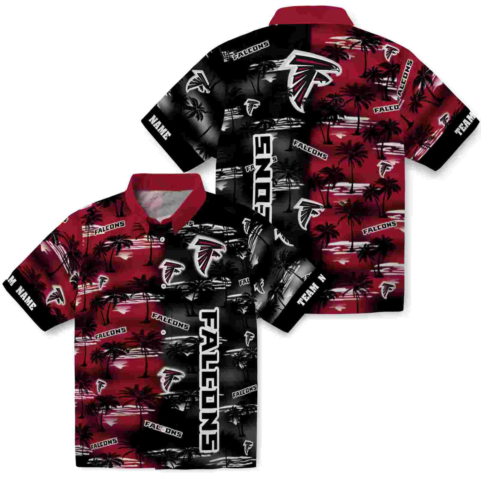 customized atlanta falcons palm silhouettes red hawaiian shirt high quality