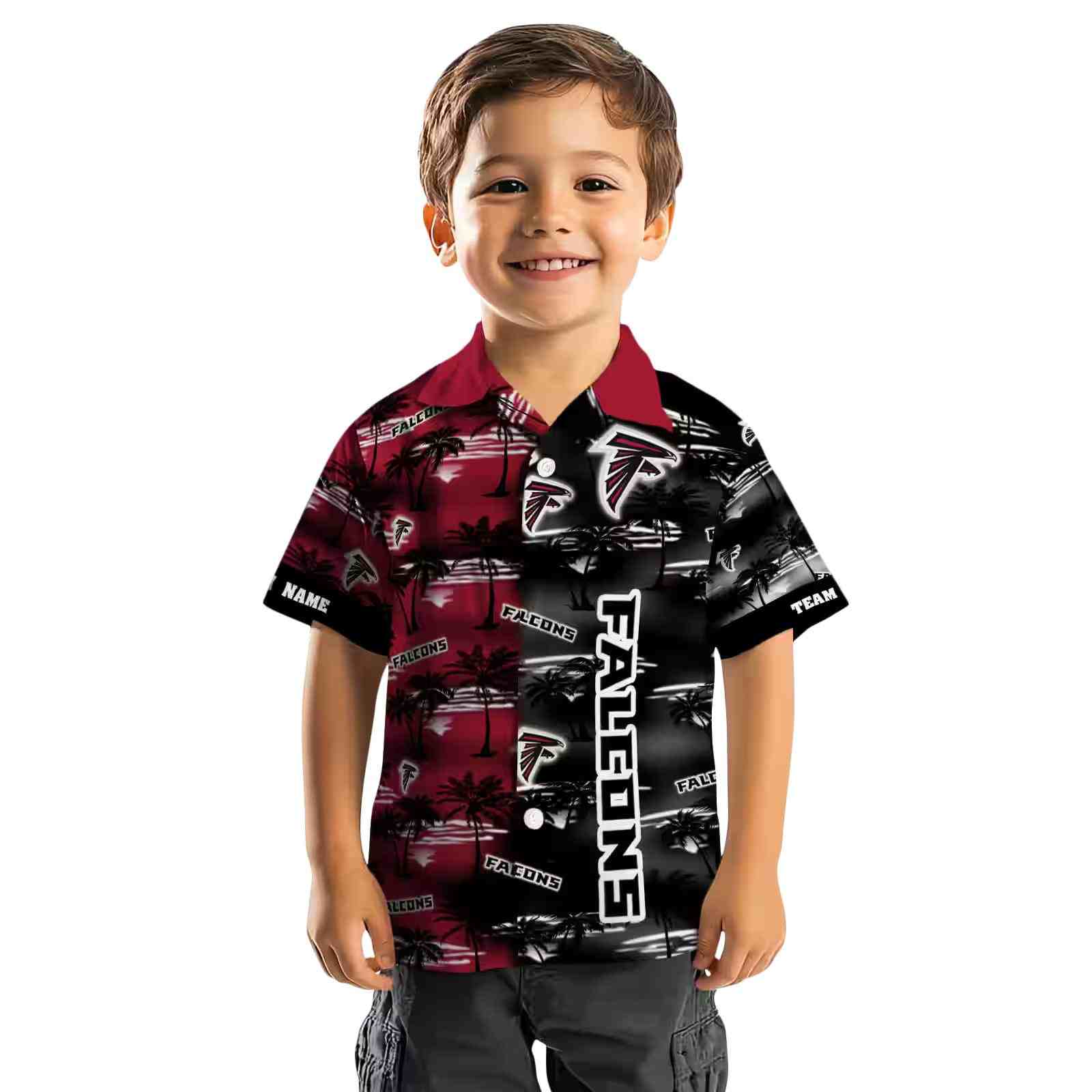 customized atlanta falcons palm silhouettes red hawaiian shirt top rated